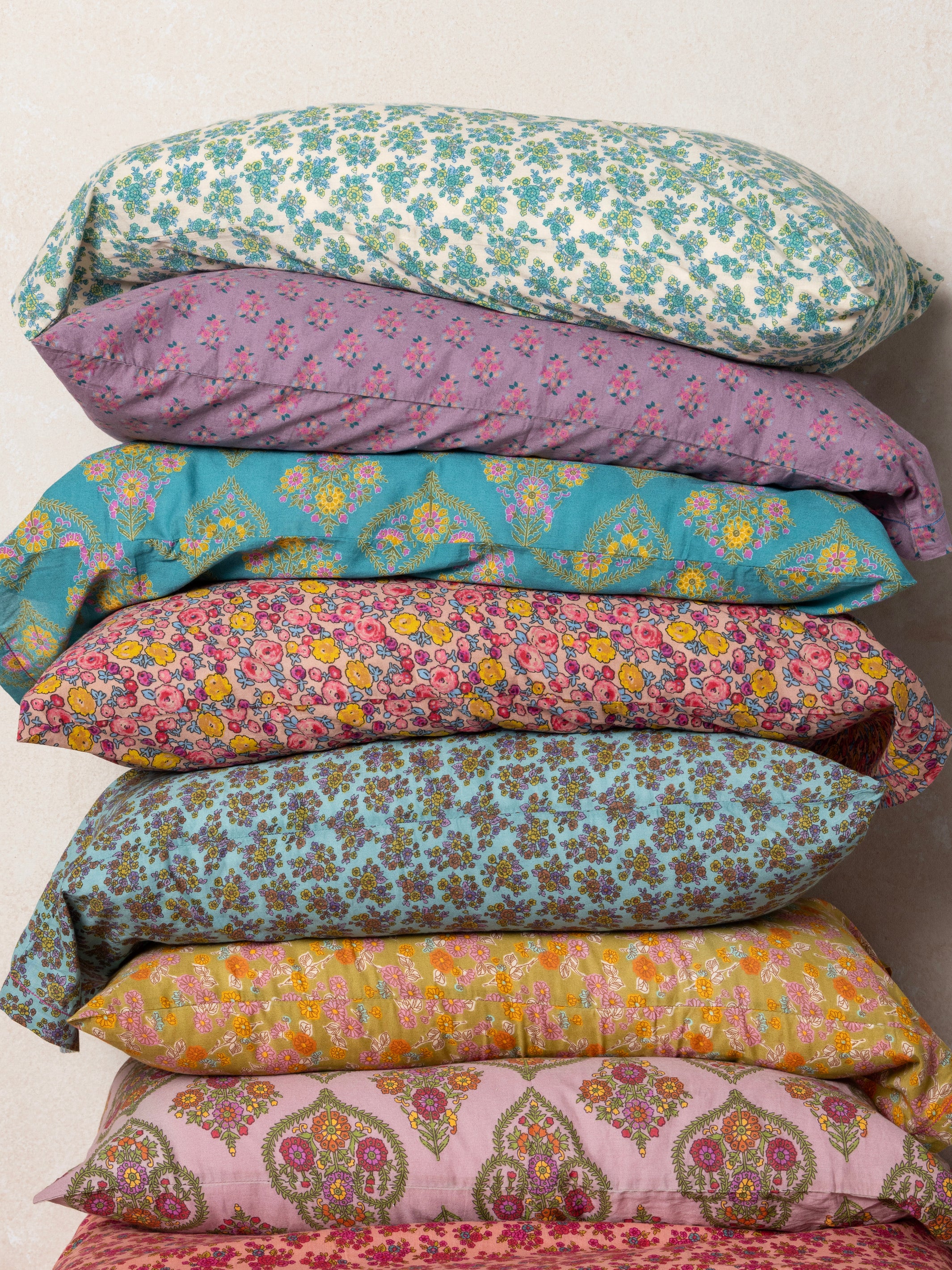 Mix & Match Cotton Pillowcase, Single - Plum Dahlia - Image 2