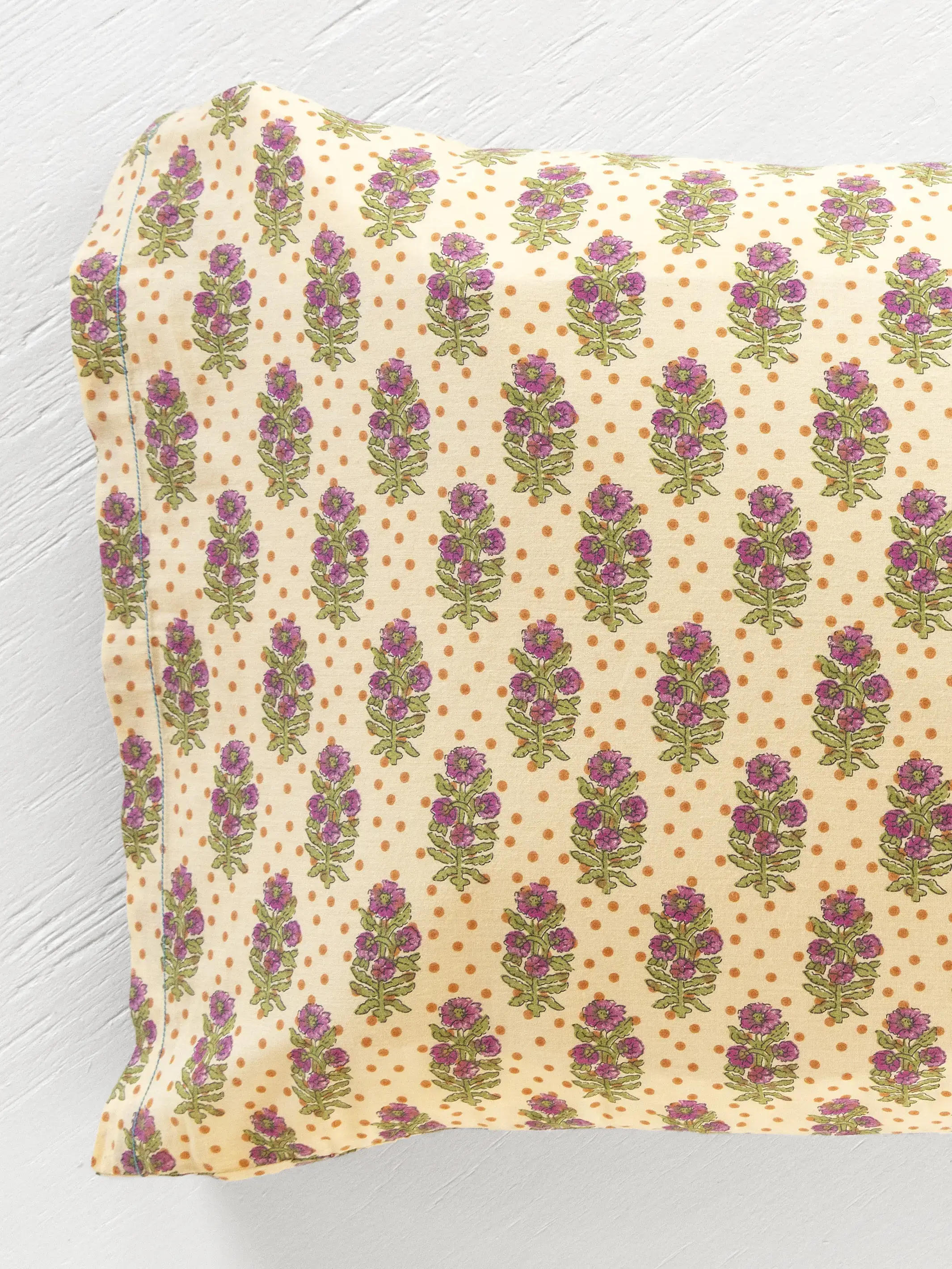 Mix & Match Cotton Pillowcase, Single - Rust Polka Dot - Image 3