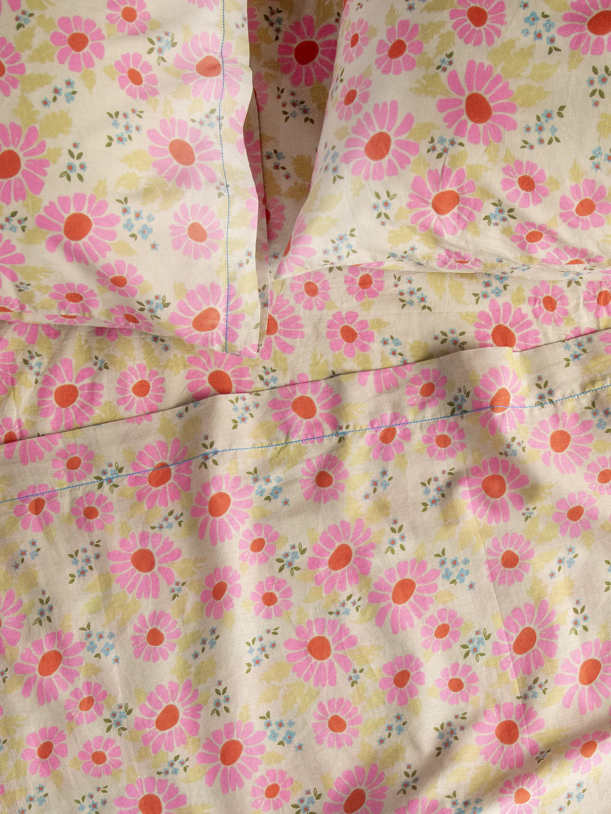 Mix & Match Cotton Pillowcase, Single - Vintage Zinnia - Image 4