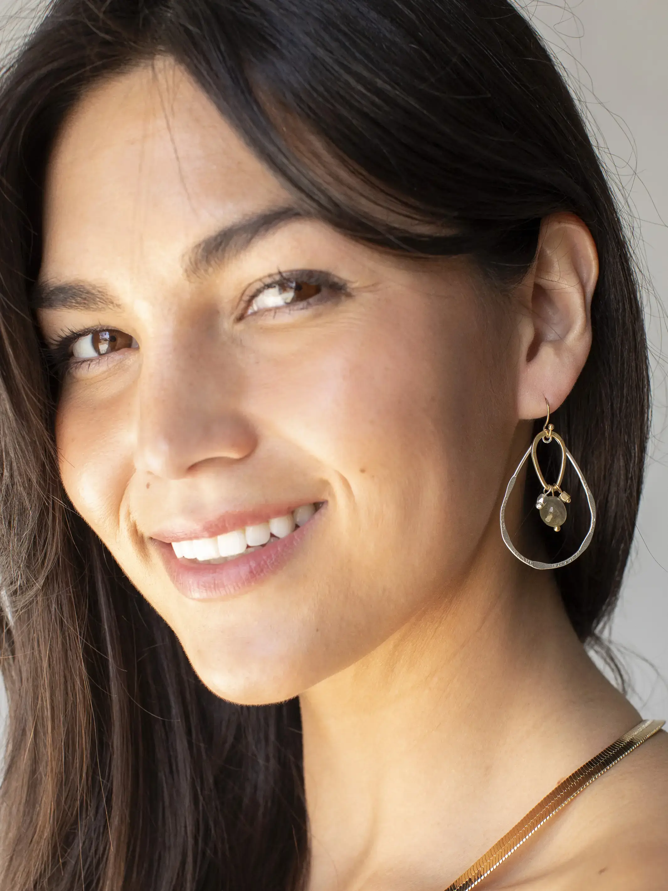 Mixed Metal Drop Earrings - Image 2
