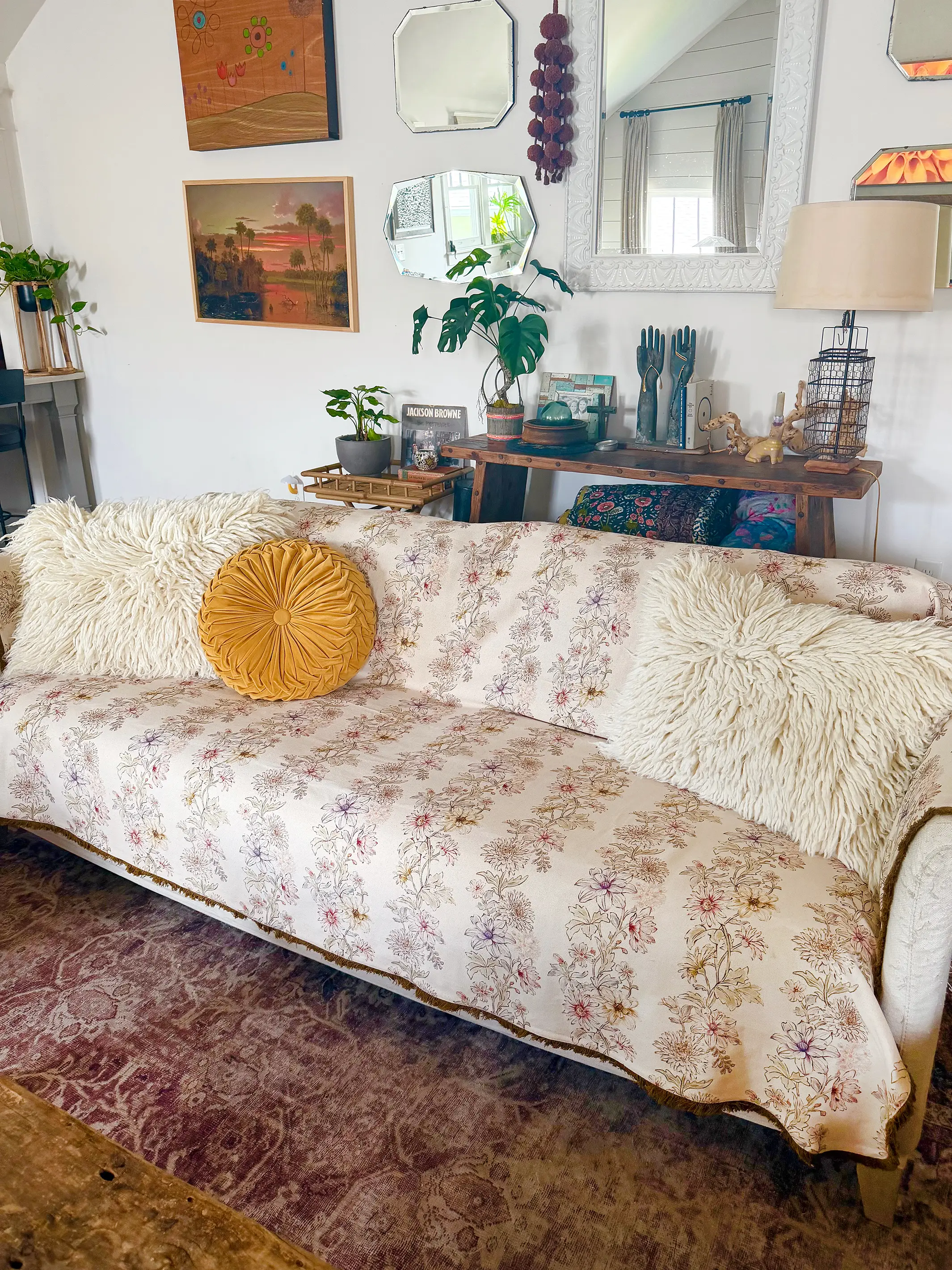 Mom's Favorite Sofa Cover - Ivory Dahlia Rows - Image 2