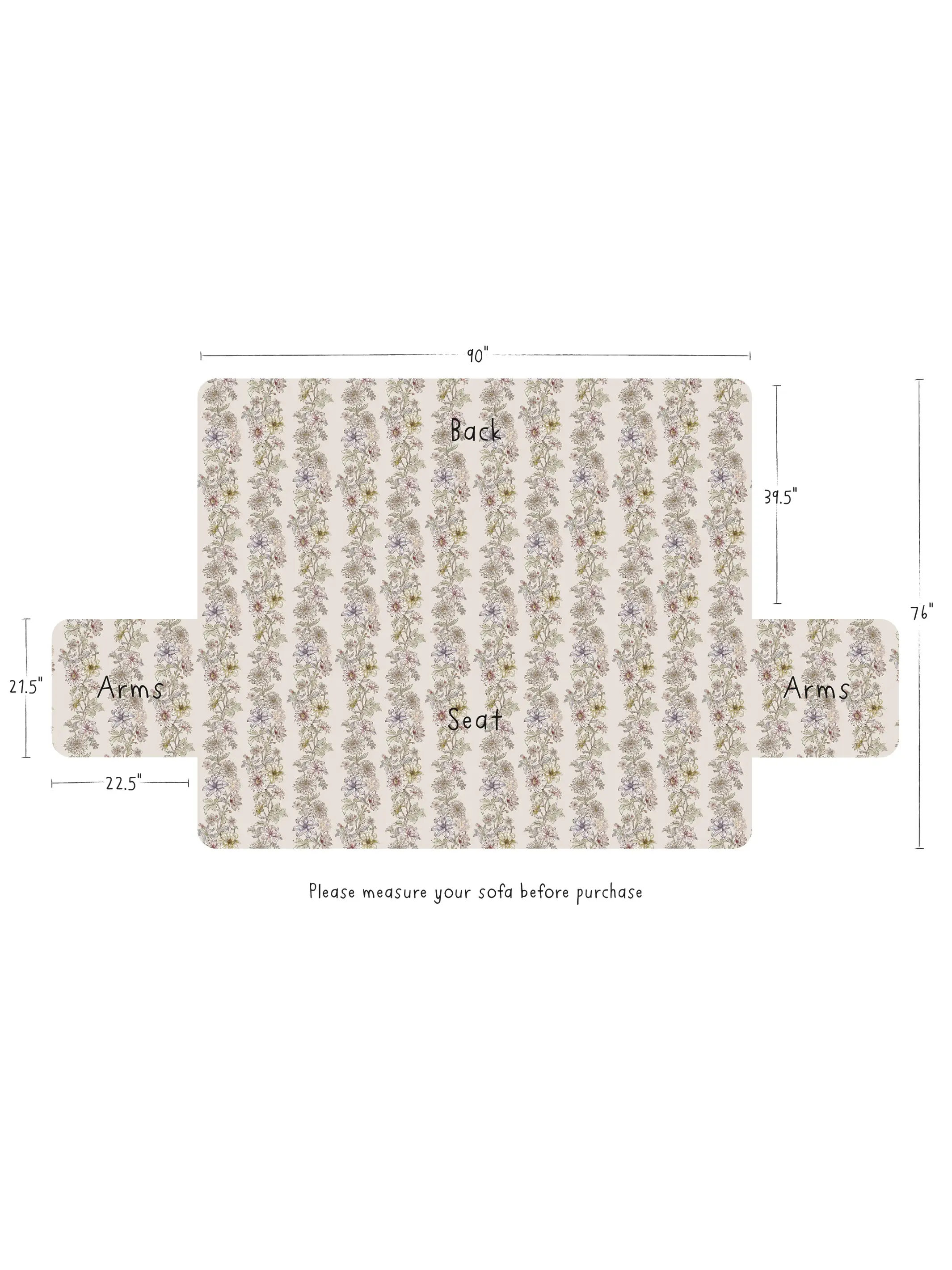 Mom's Favorite Sofa Cover - Ivory Dahlia Rows - Image 5
