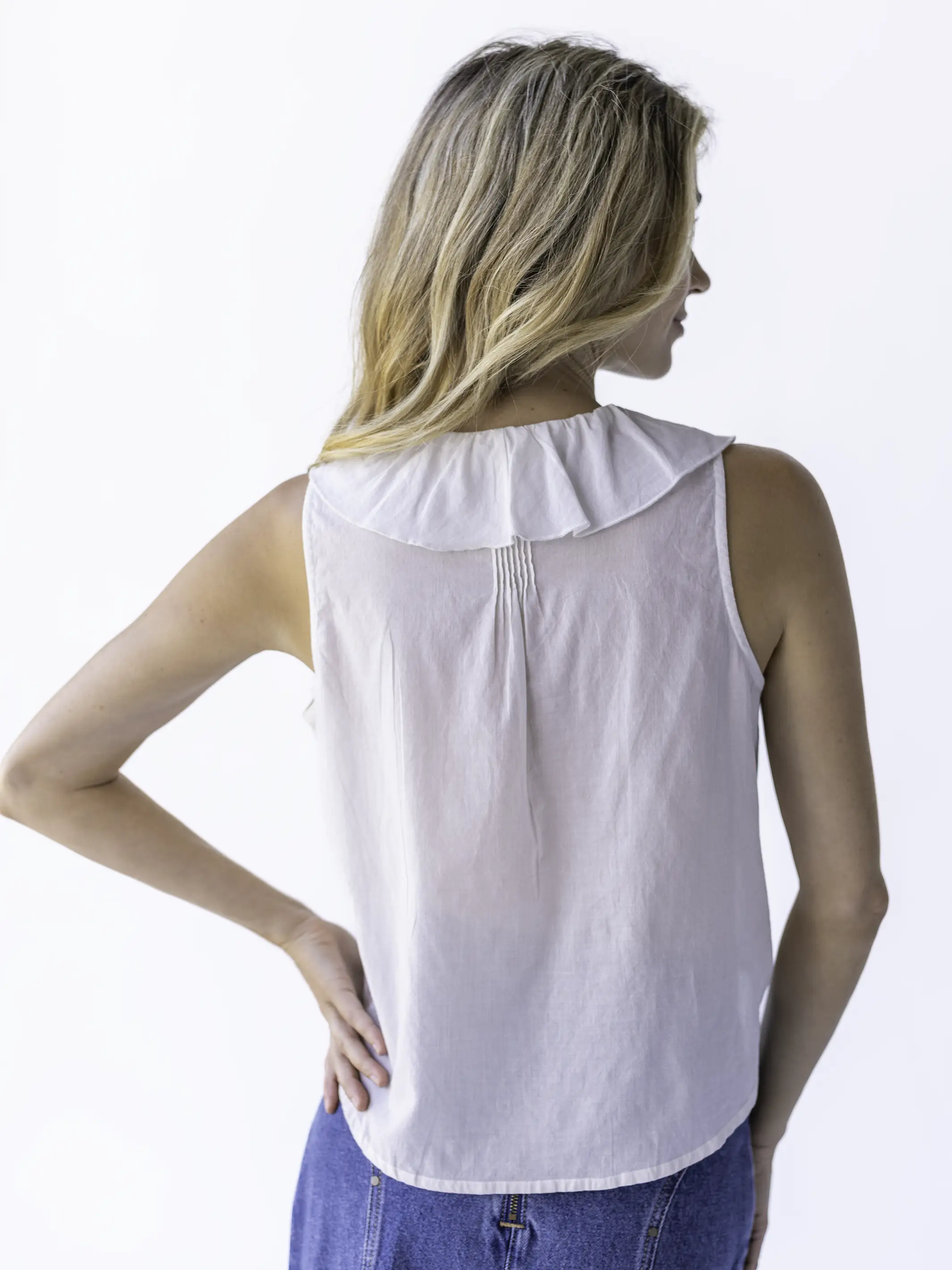 My Favorite Sleeveless Cotton Top - White - Image 3