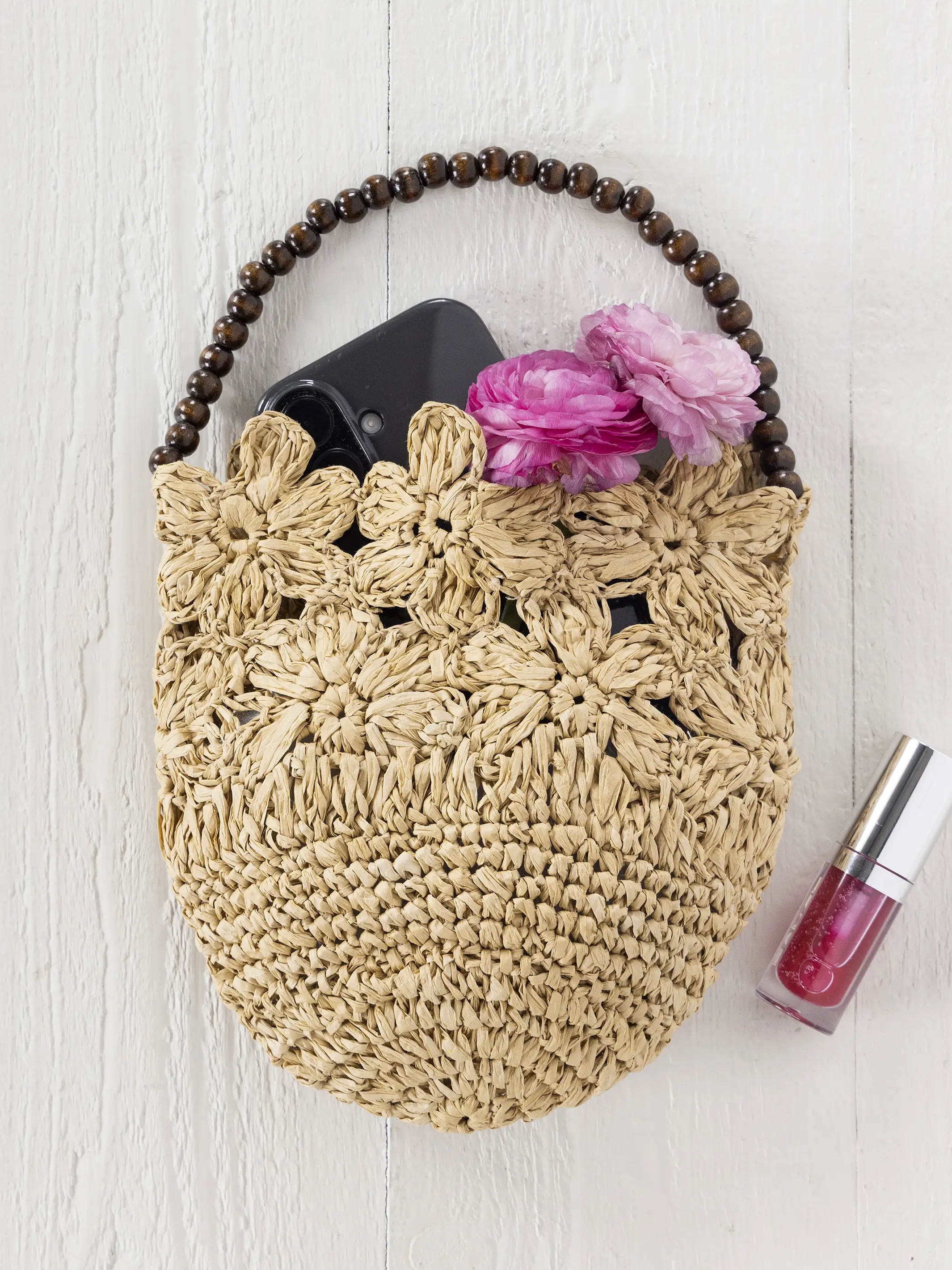 Natural Floral Handbag - Image 3