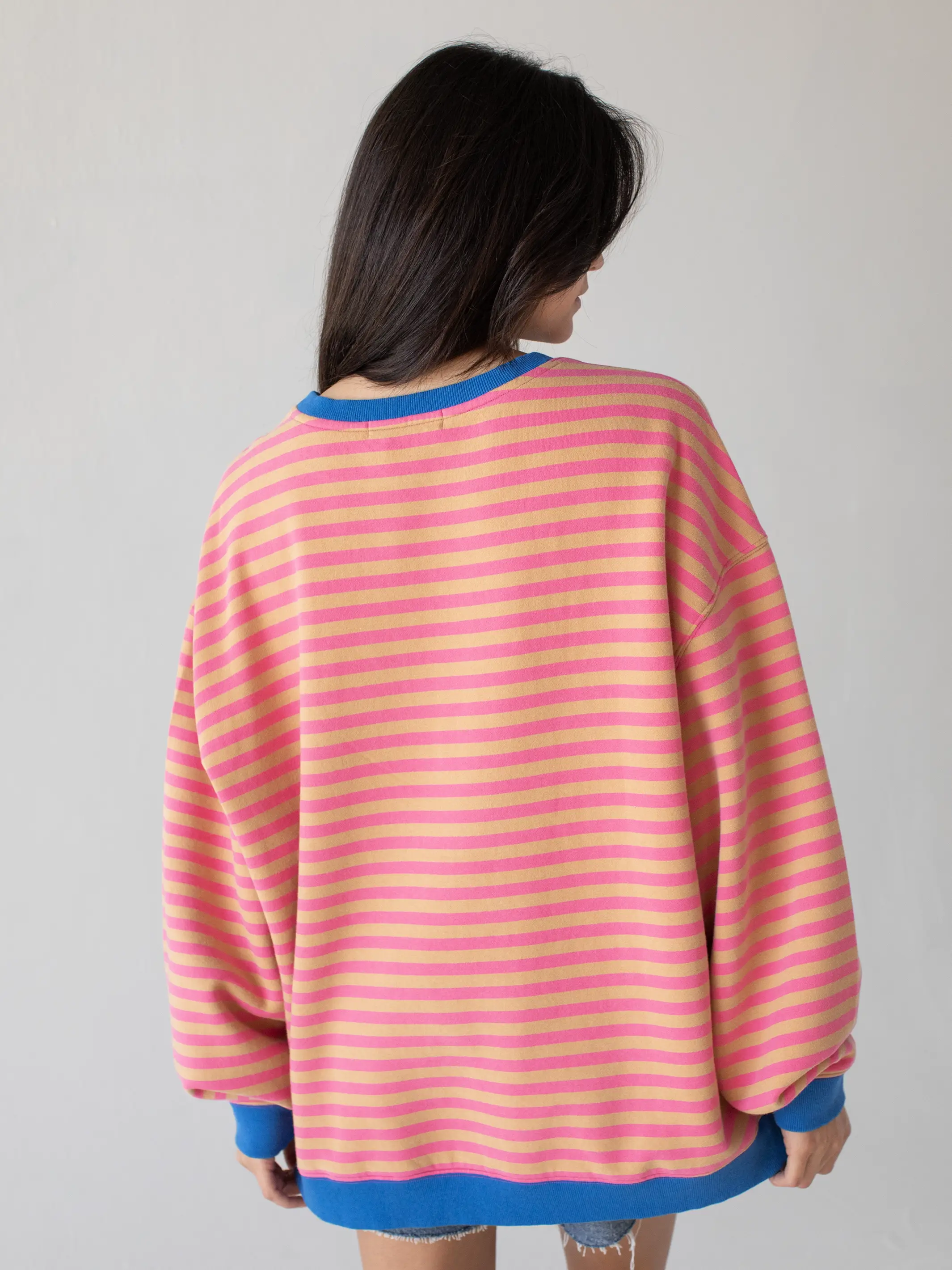 Oversized Striped Crewneck - Candy Pop - Image 2