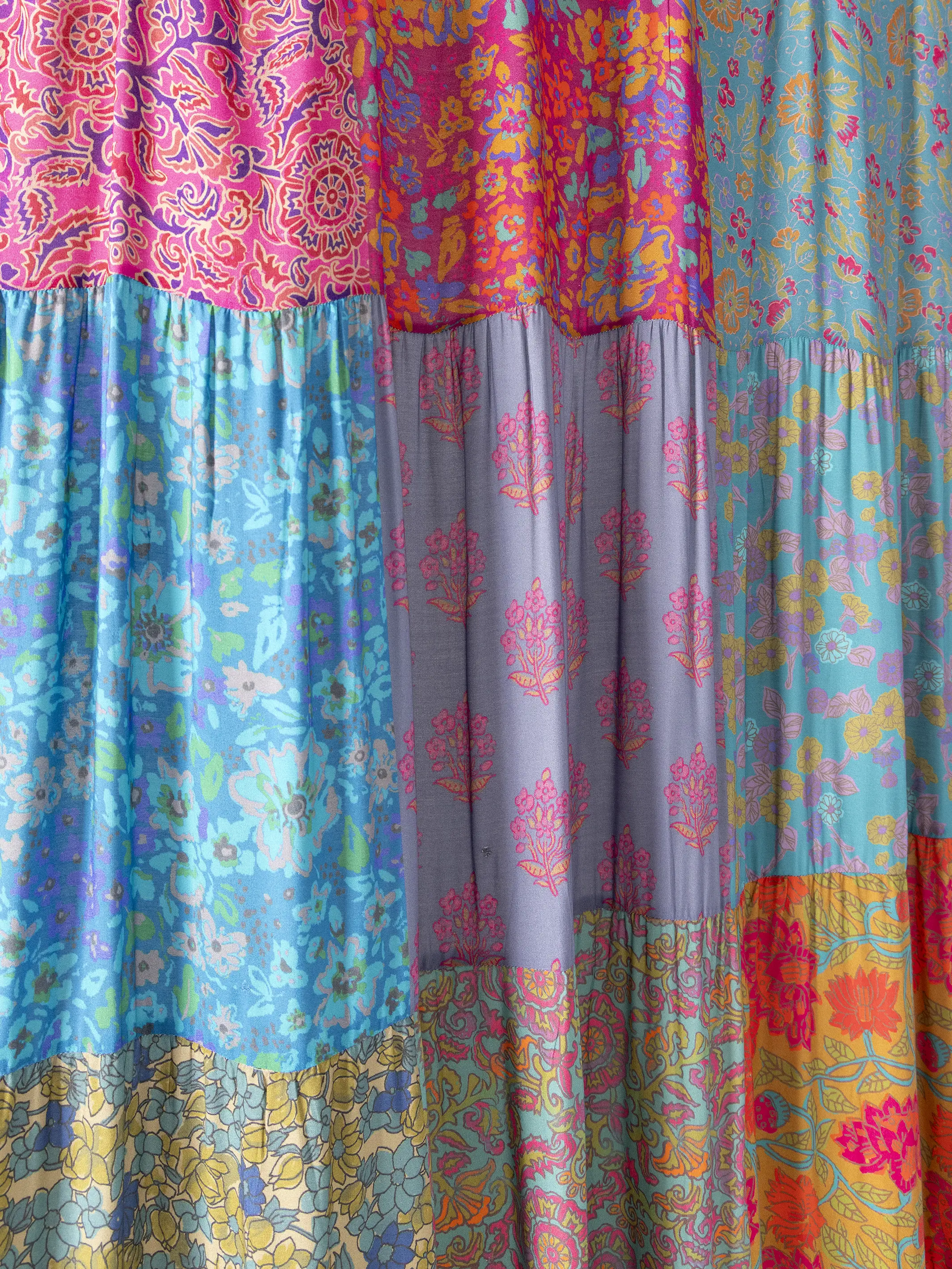 Patchwork Shower Curtain - Bright Zinnias - Image 2