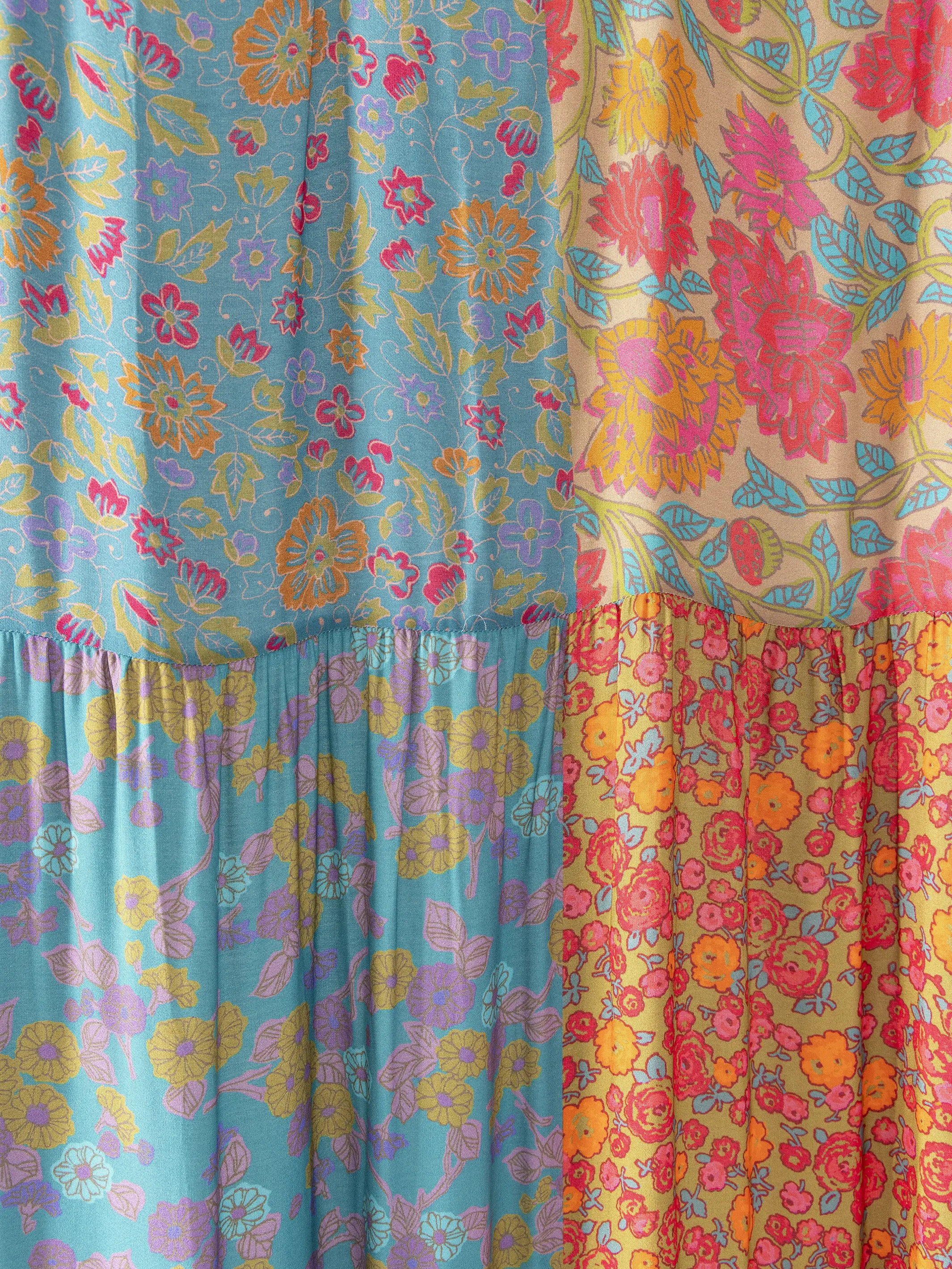 Patchwork Shower Curtain - Bright Zinnias - Image 4