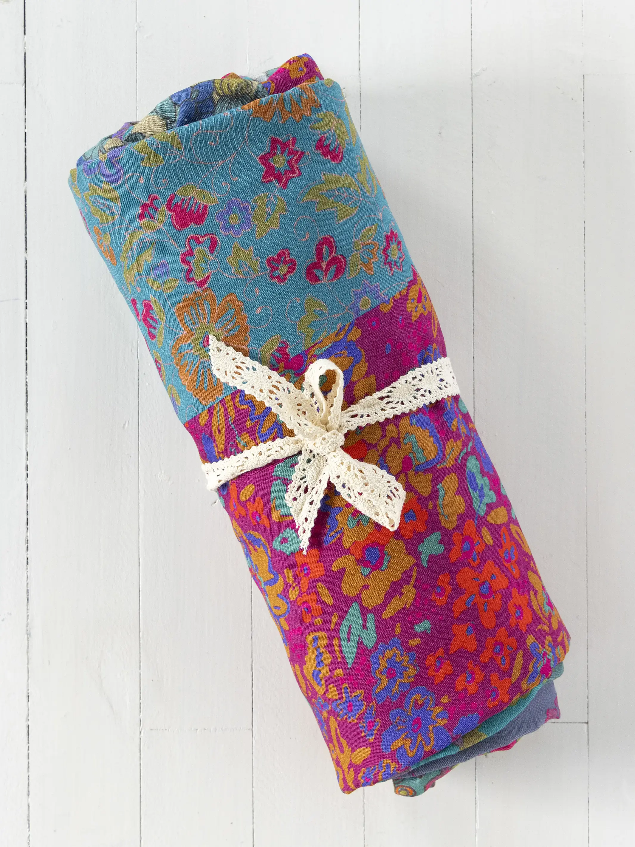 Patchwork Shower Curtain - Bright Zinnias - Image 5