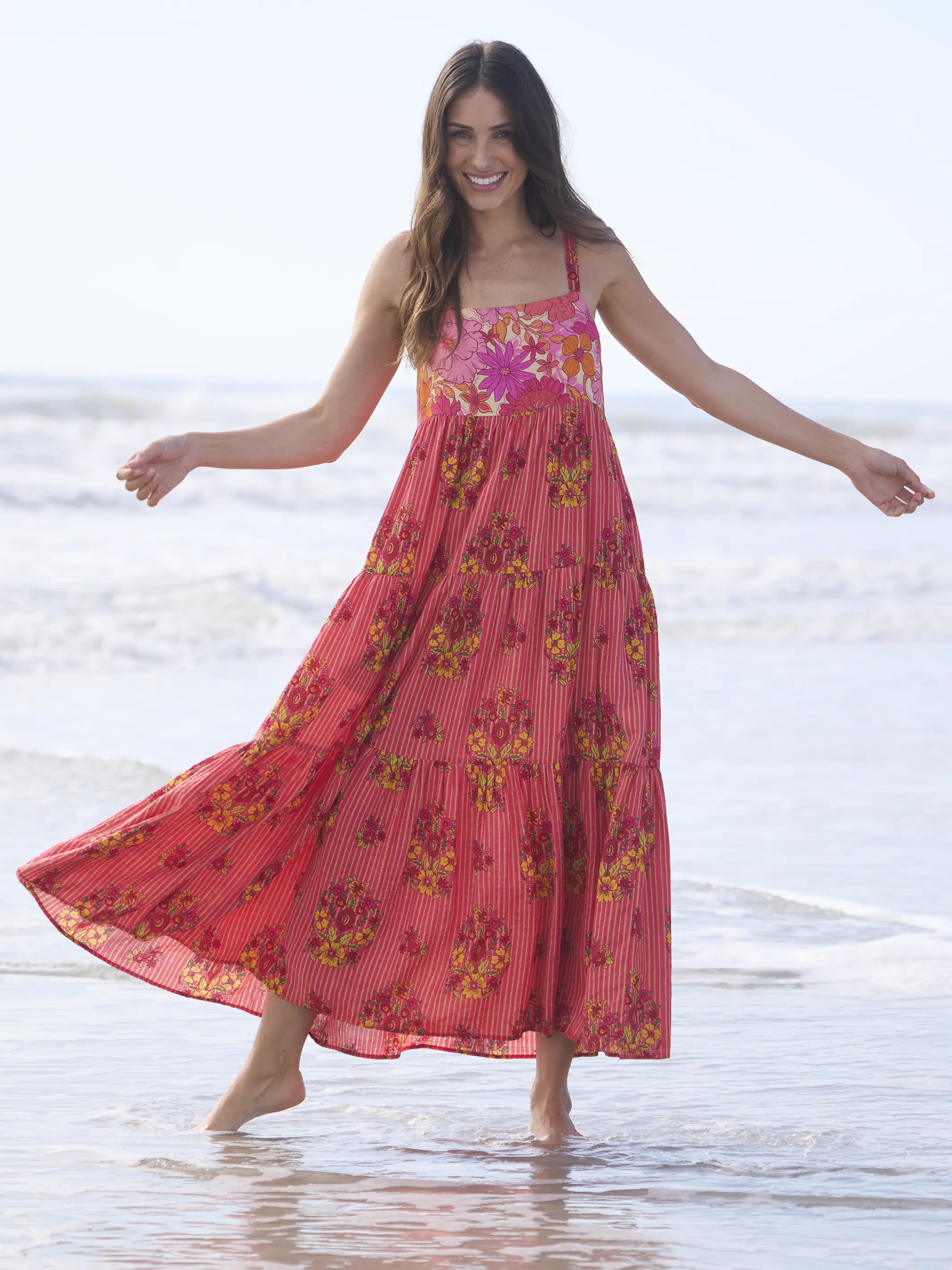 Patricia Maxi Dress - Jaipur Stripe Pink - Image 3