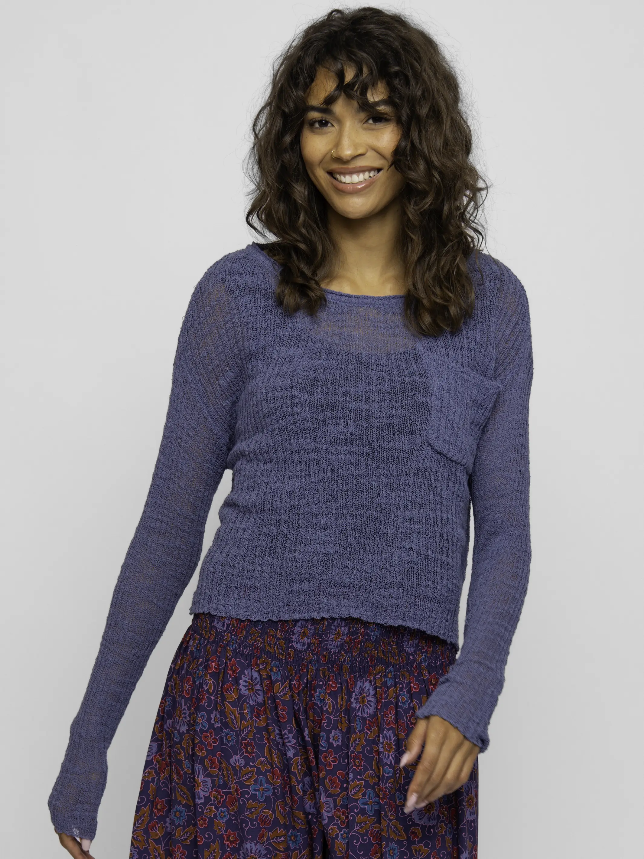 Patti Layering Sweater - Heather Blue - Image 4