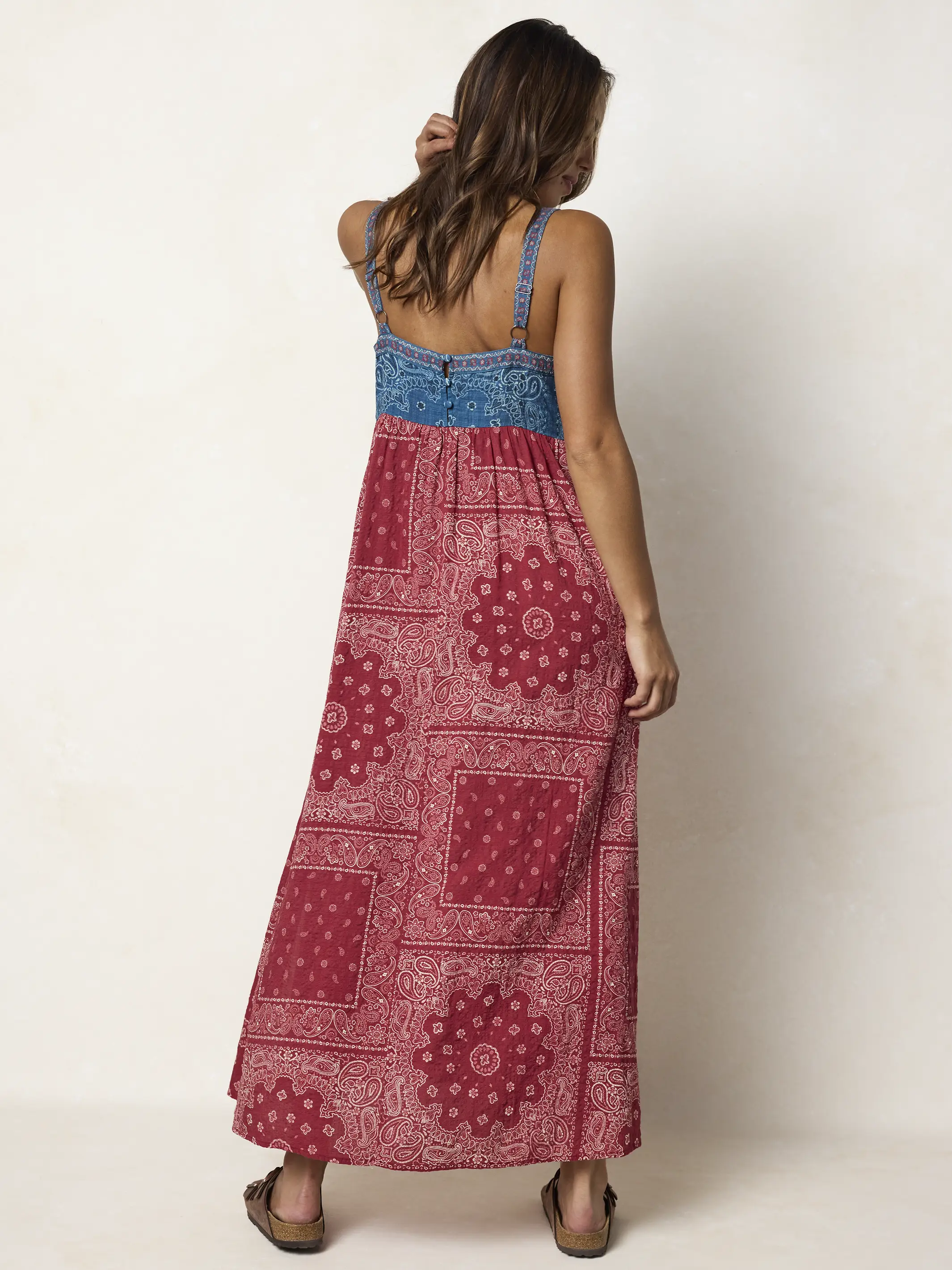 Patti Side Slit Maxi Dress - Red Bandana Scarf - Image 5