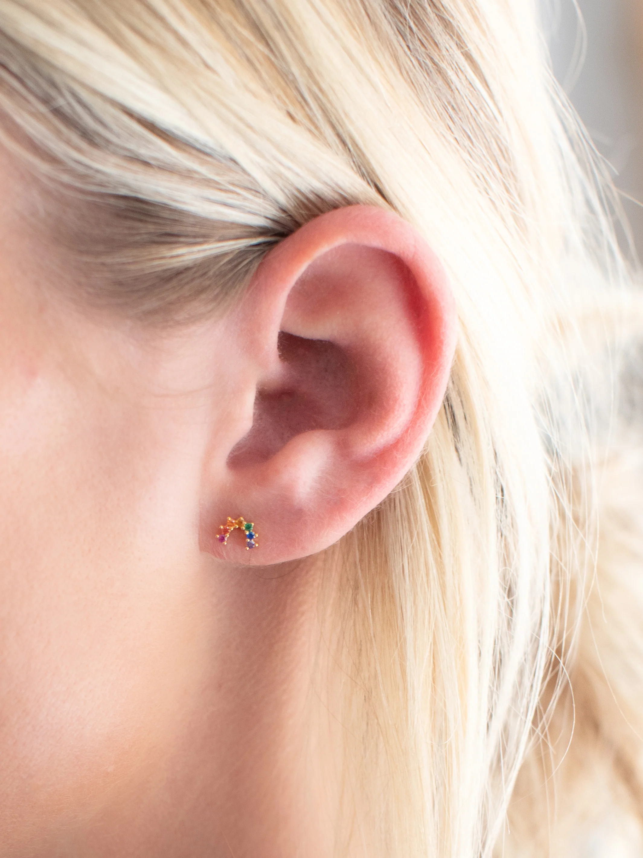 Perfect Tiny Stud Earrings - Rainbow - Image 2