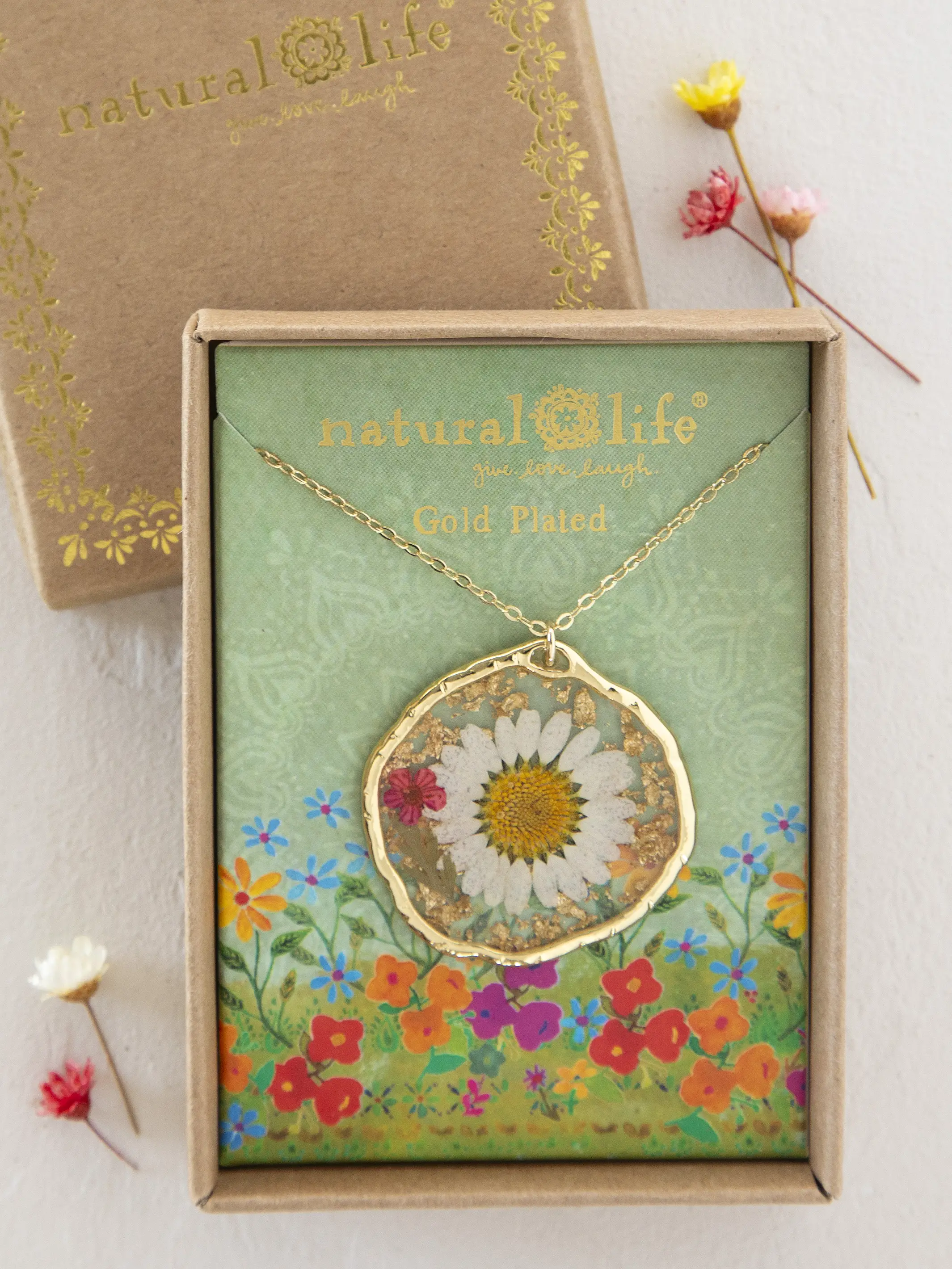 Pressed Flower Necklace - White Daisy - Image 2