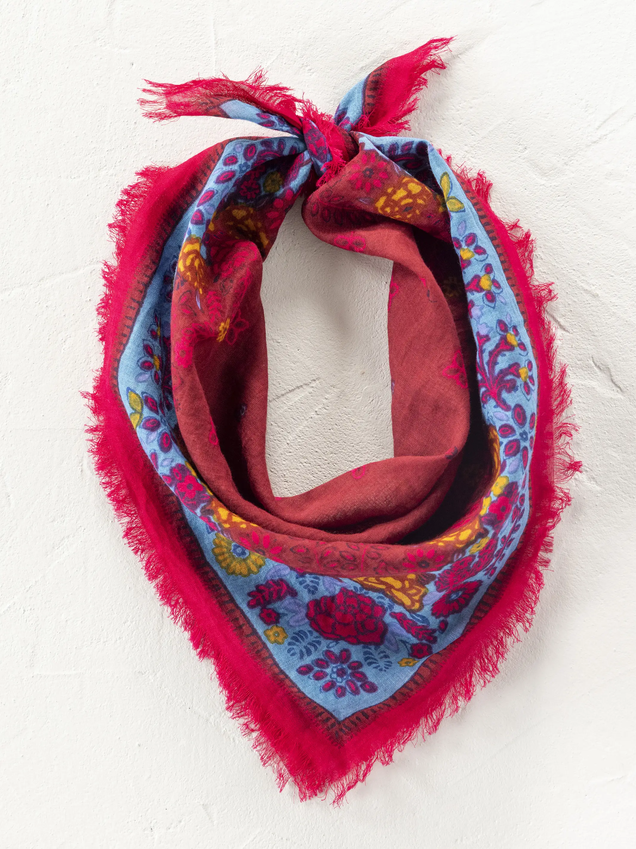 Printed Cotton Bandana - Burgundy Spring - Image 2