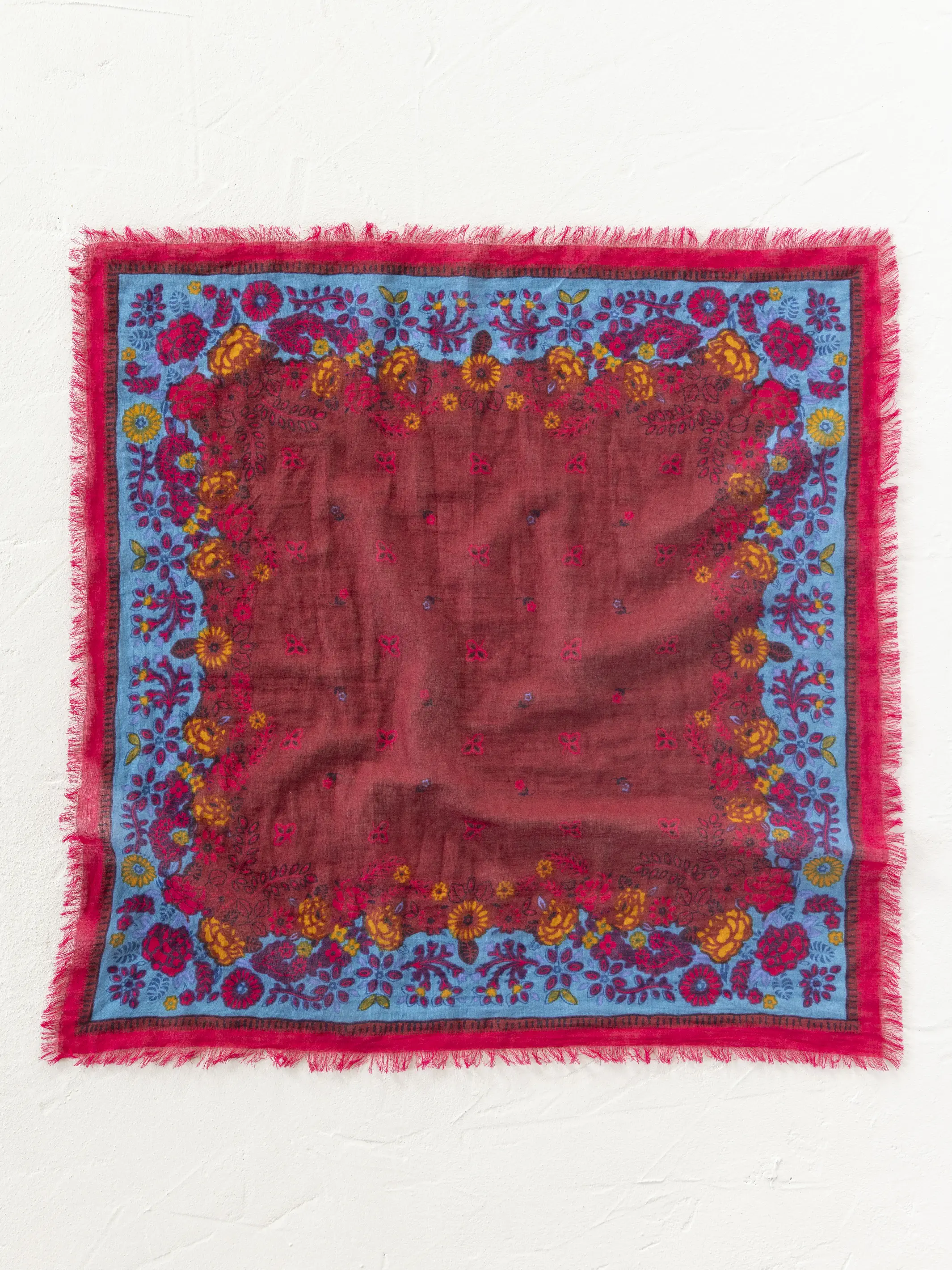 Printed Cotton Bandana - Burgundy Spring - Image 3