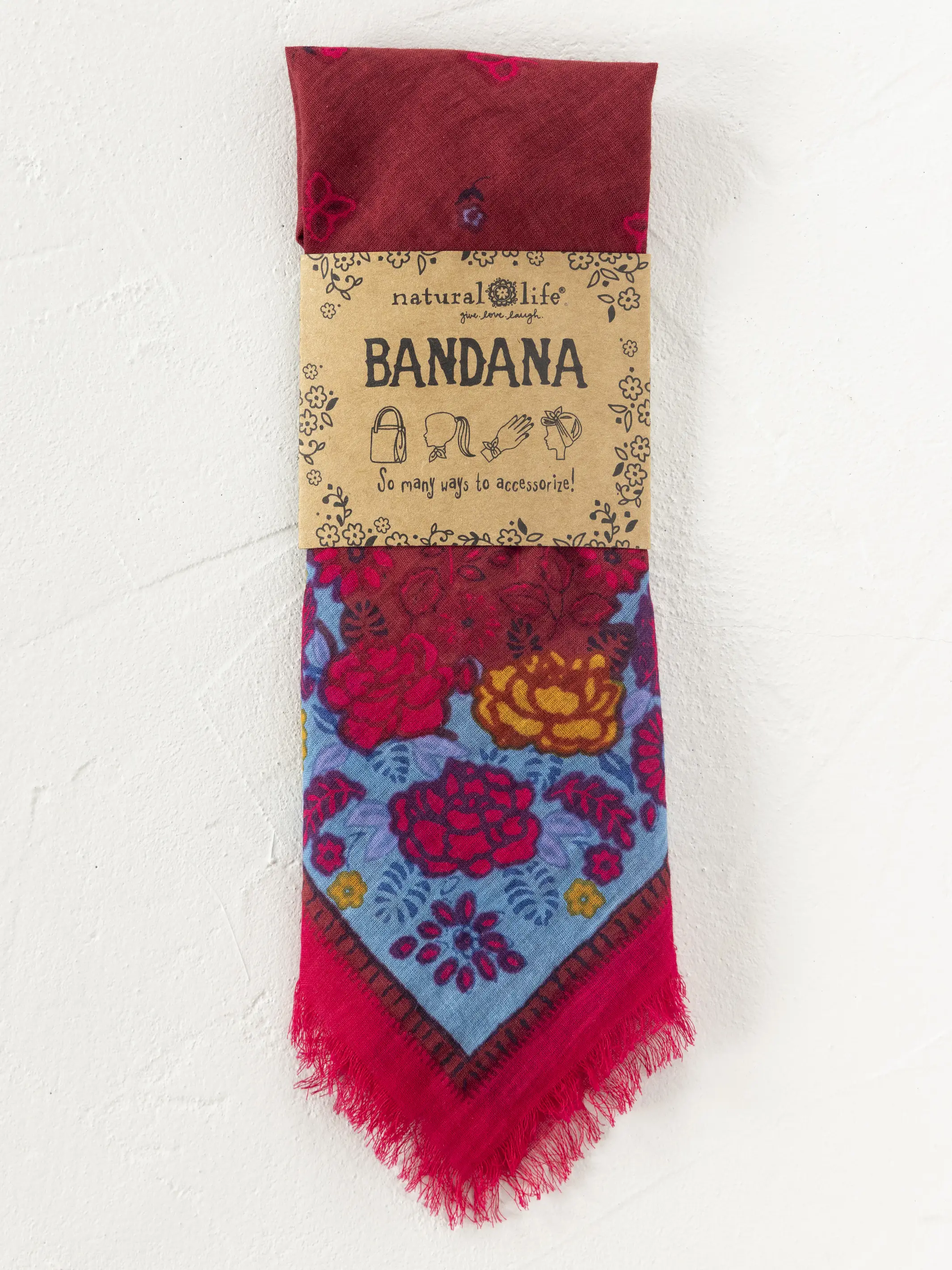 Printed Cotton Bandana - Burgundy Spring - Image 4