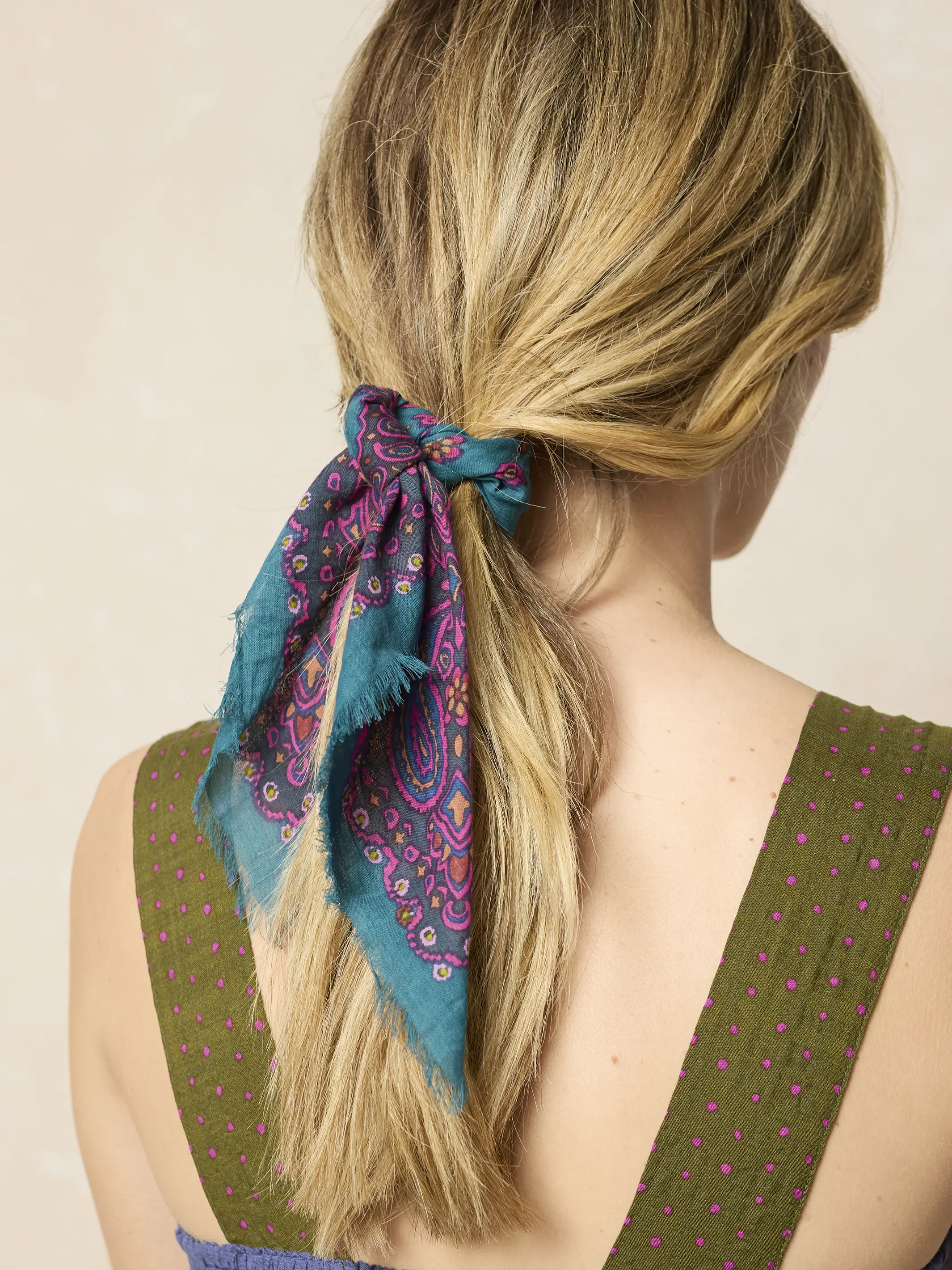Printed Cotton Bandana - Charcoal Brimfield - Image 4