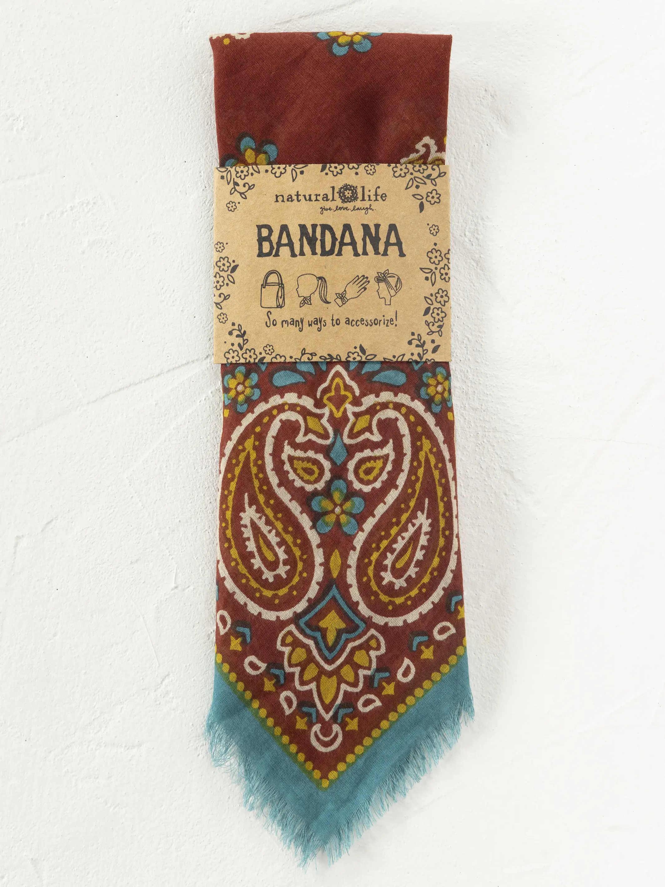 Printed Cotton Bandana - Classic Brick Red - Image 2