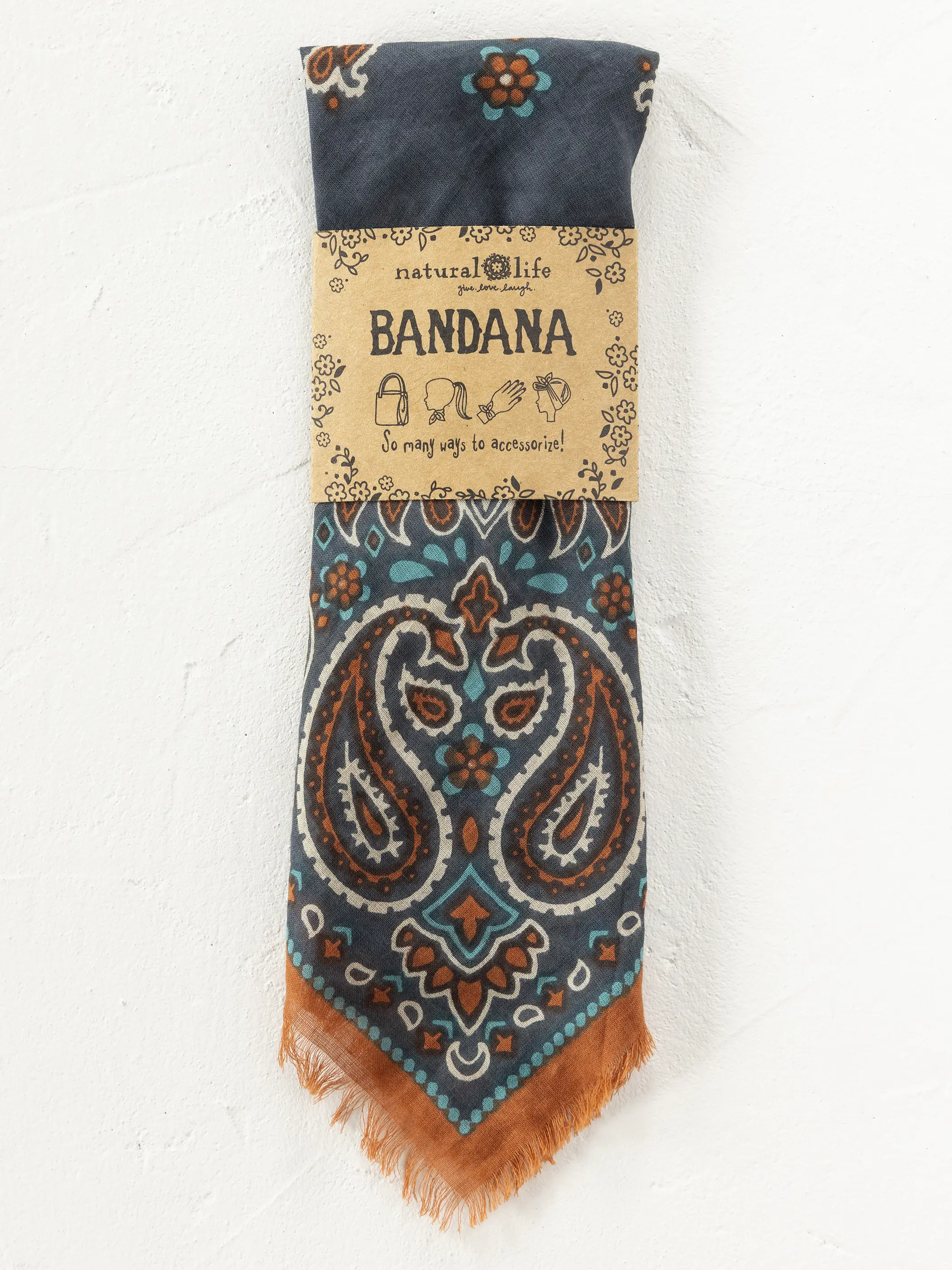 Printed Cotton Bandana - Classic Charcoal - Image 3