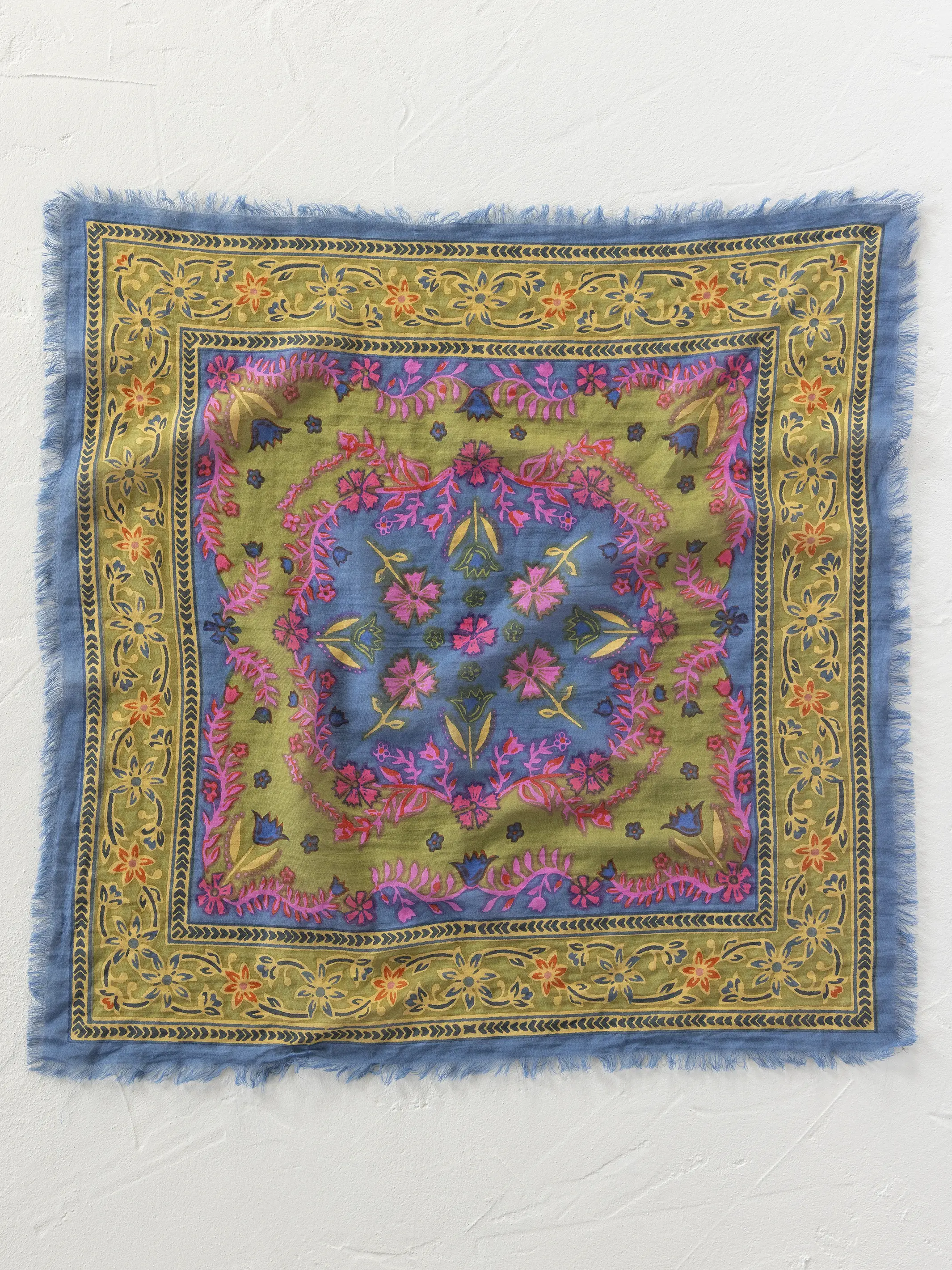 Printed Cotton Bandana - Moss Spring Scarf - Image 2