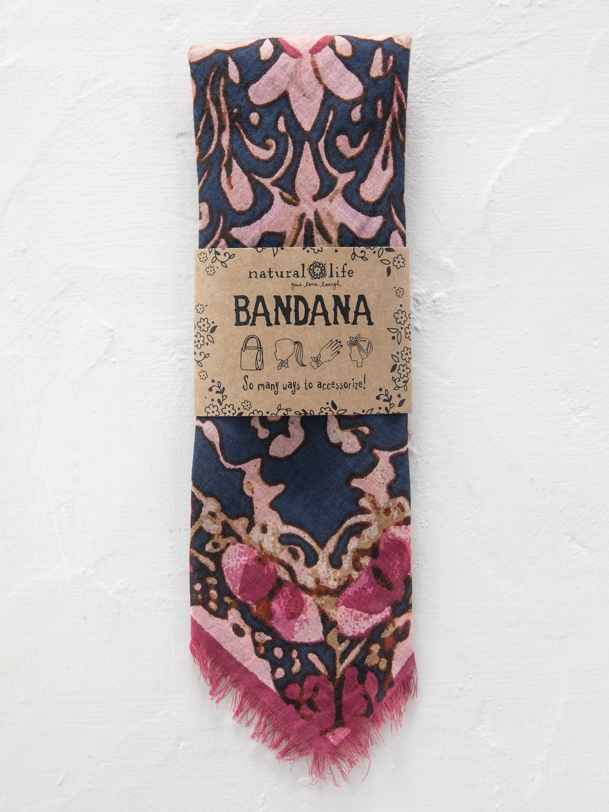 Printed Cotton Bandana - Navy - Image 3