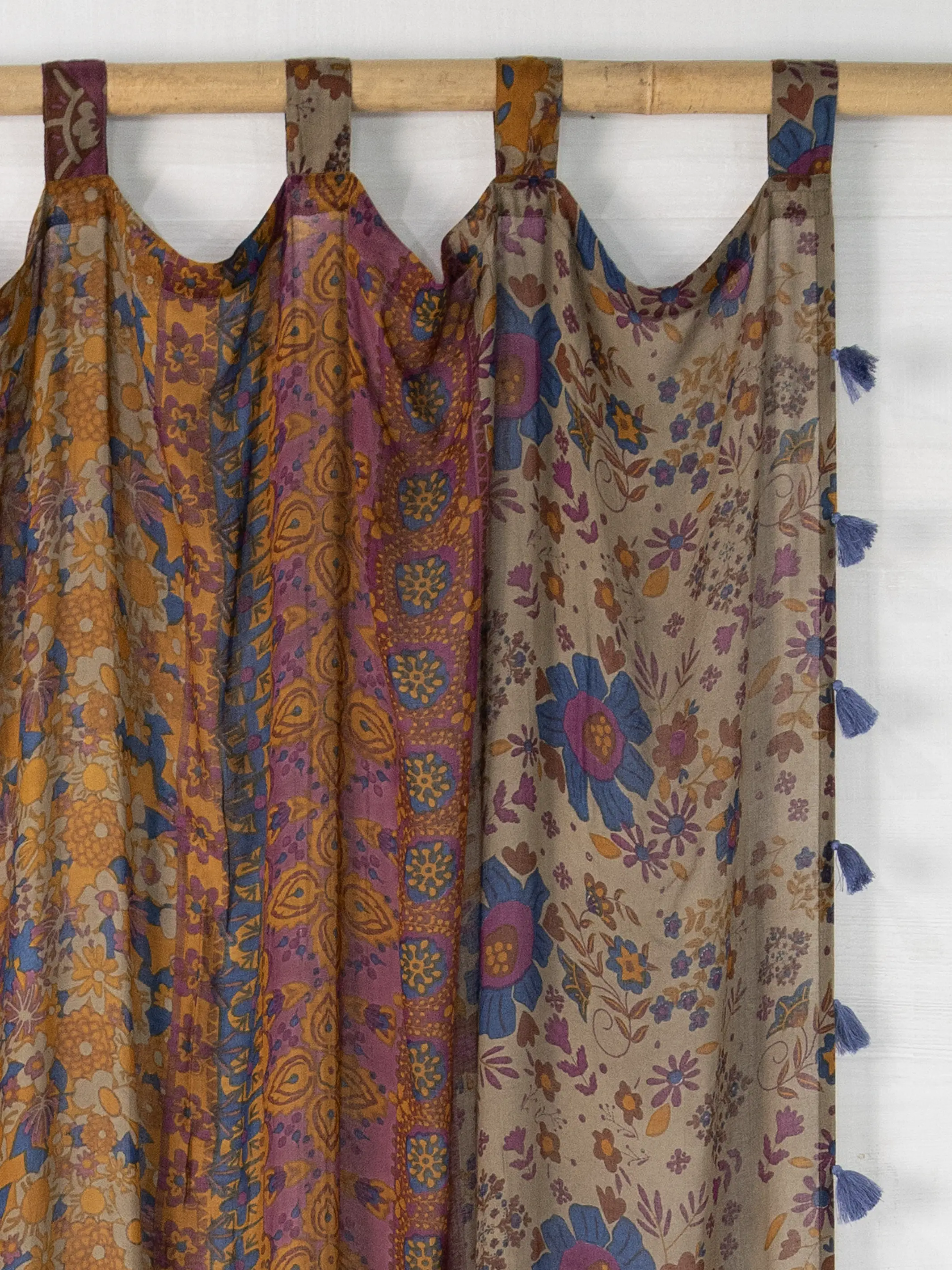 Printed Curtain Panel - Grey Periwinkle Border - Image 3