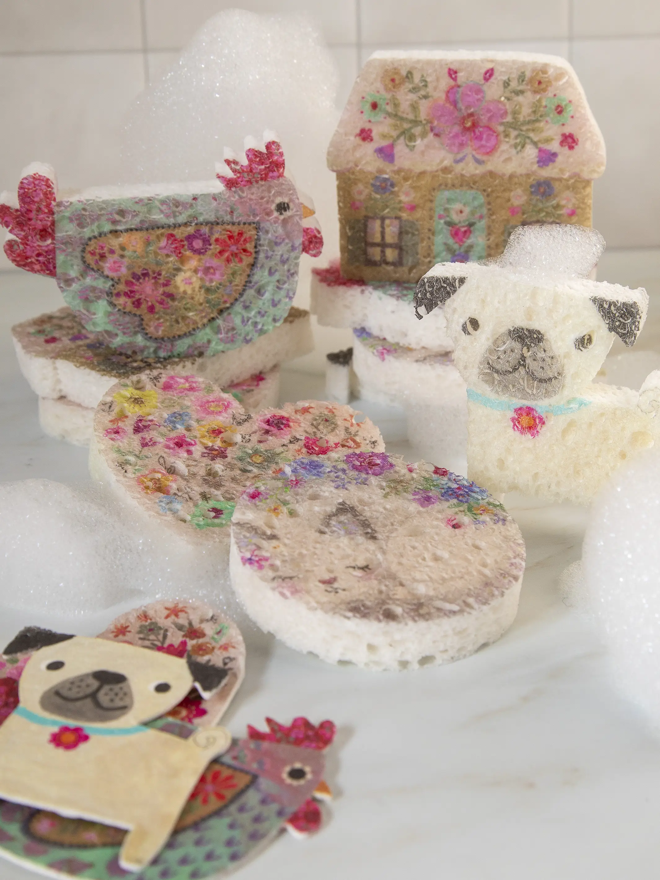 Puff Up Sponges, Set of 5 - Chicken - Image 3