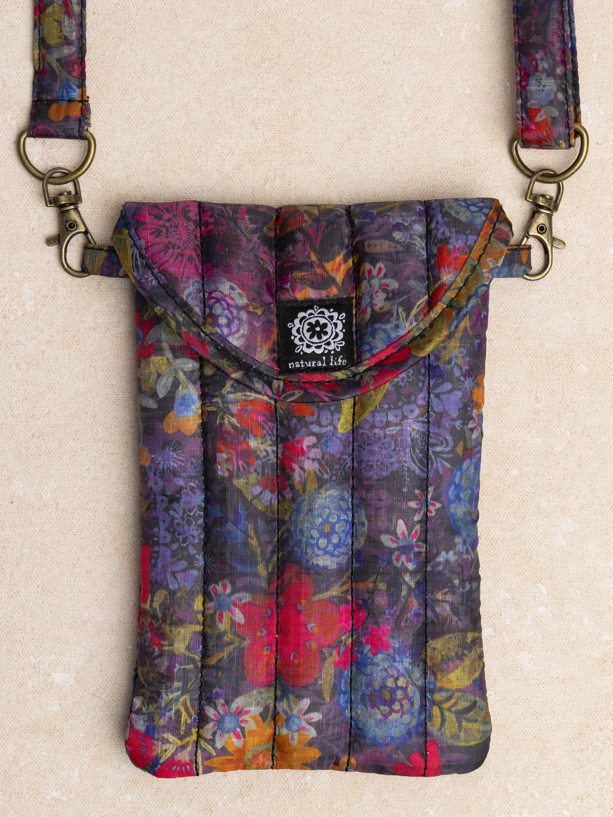Puffy Phone Pouch - Dark Floral Garden - Image 2