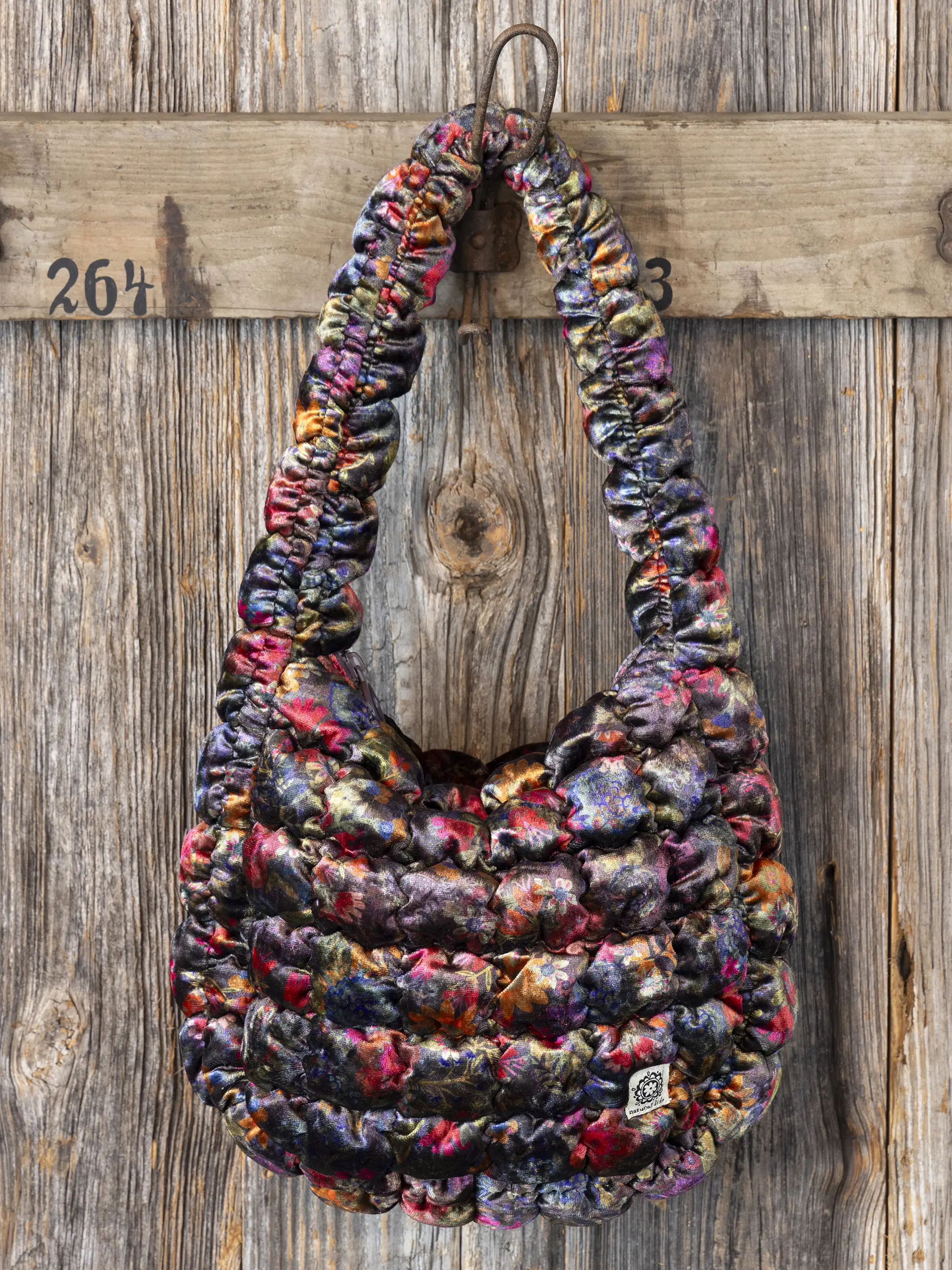 Puffy Velvet Fit-It-All Bag - Small Dark Floral Garden - Image 4