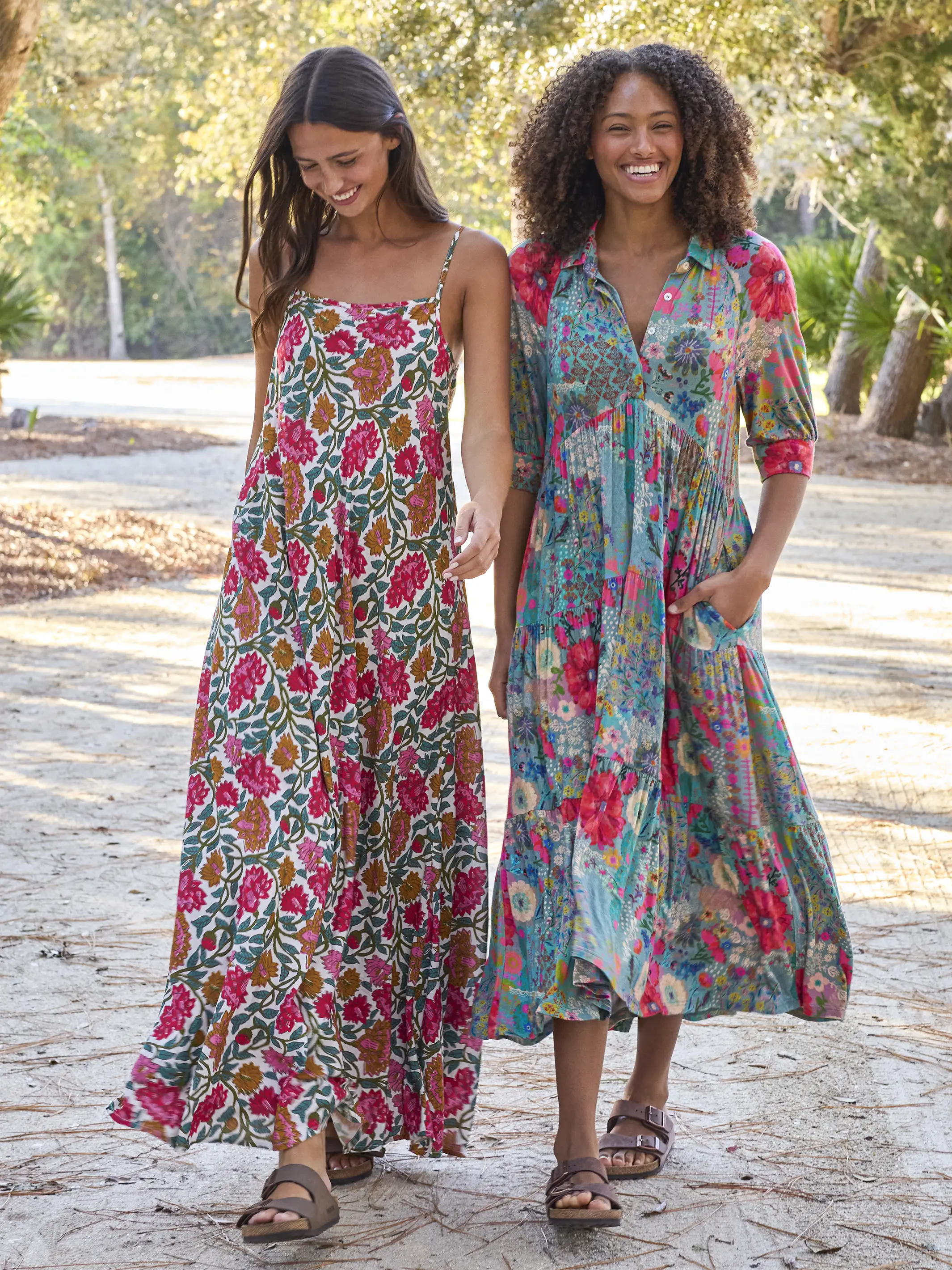 Rebecca "ButterSoft" Midi Dress - Blue Garden Patchwork - Image 4
