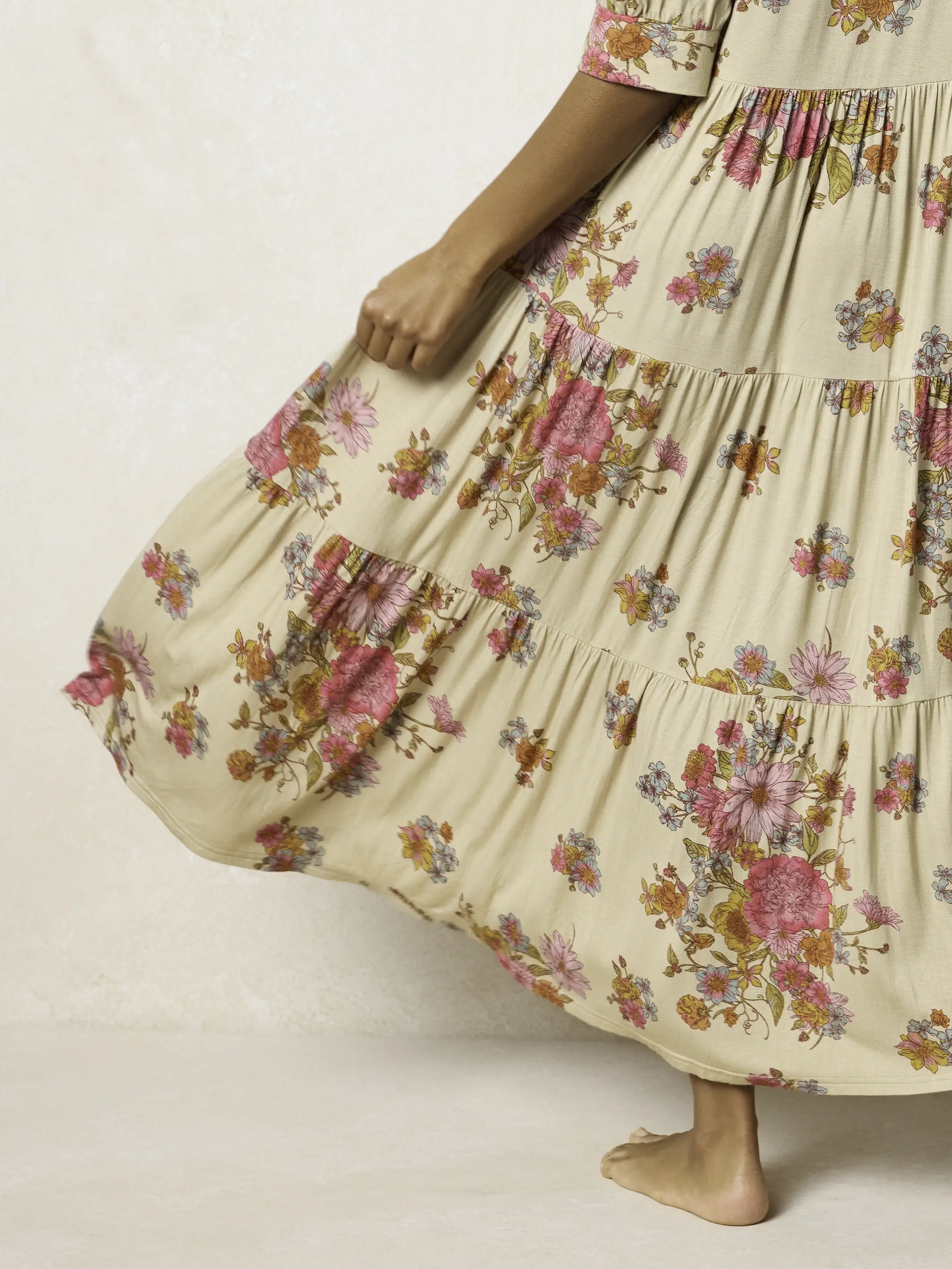 Rebecca "ButterSoft" Midi Dress - English Garden Cream - Image 6