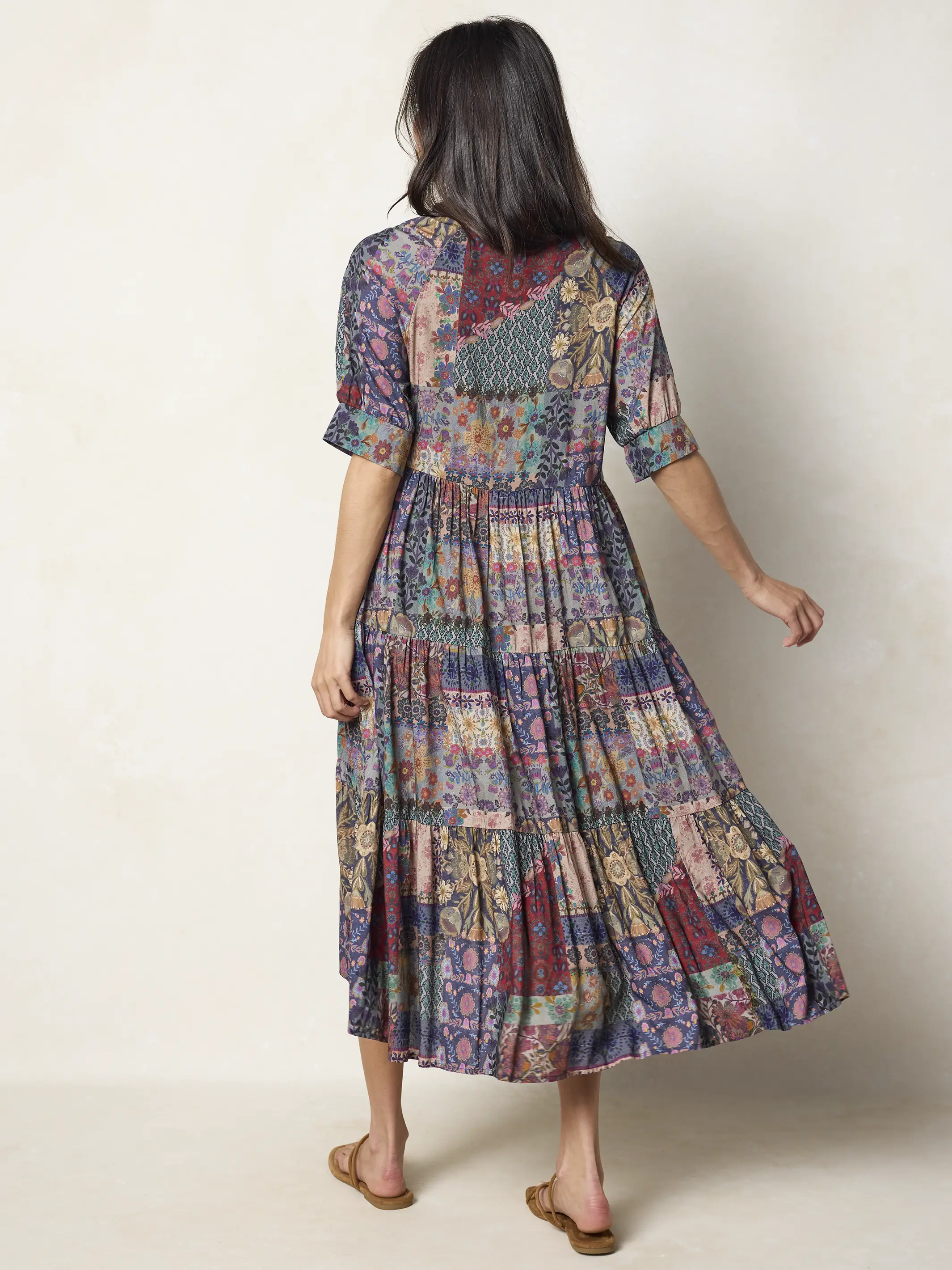 Rebecca Midi Dress - Blue Patchwork - Image 5