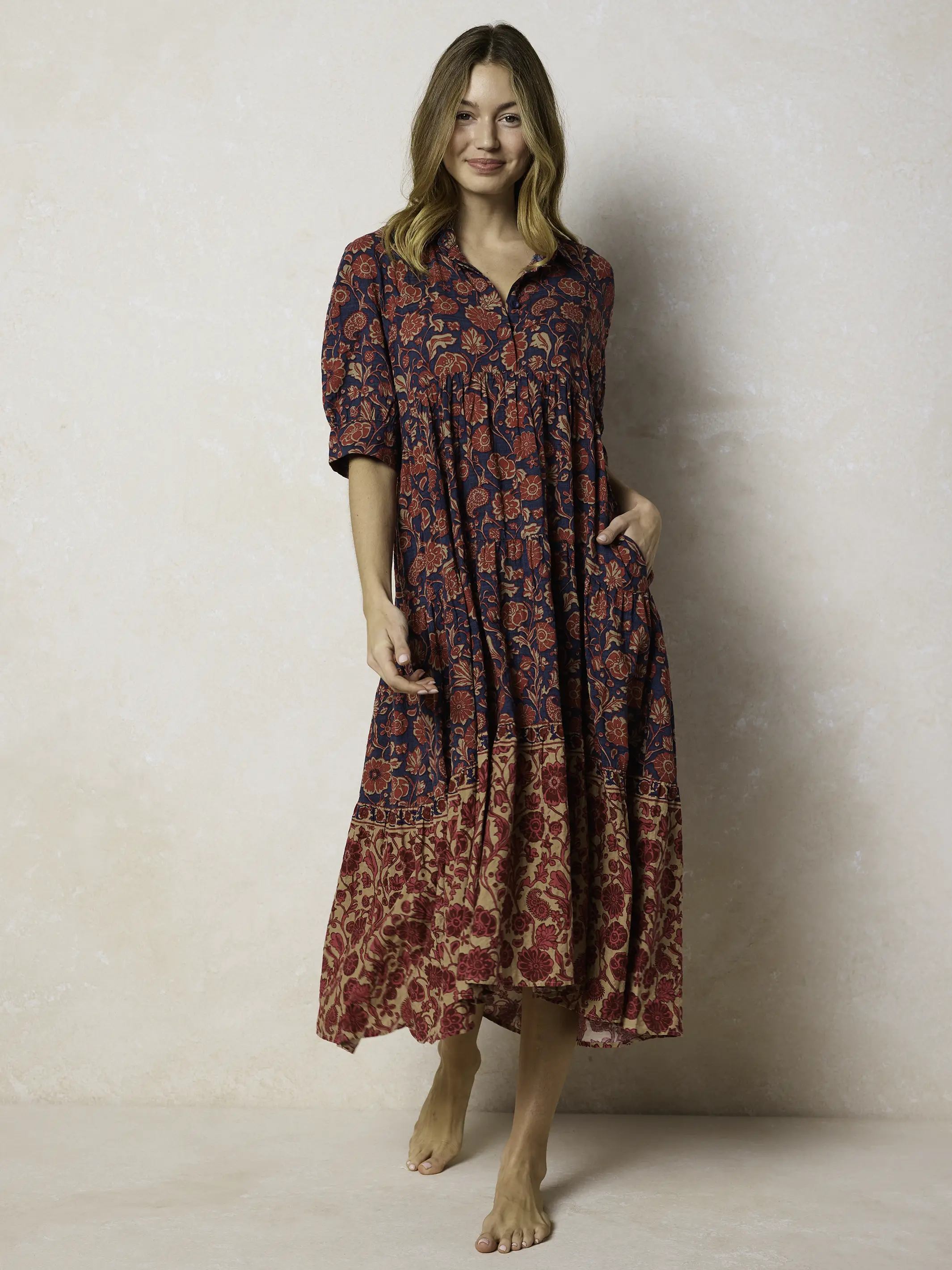 Rebecca Midi Dress - Ornate Paisley Navy - Image 3