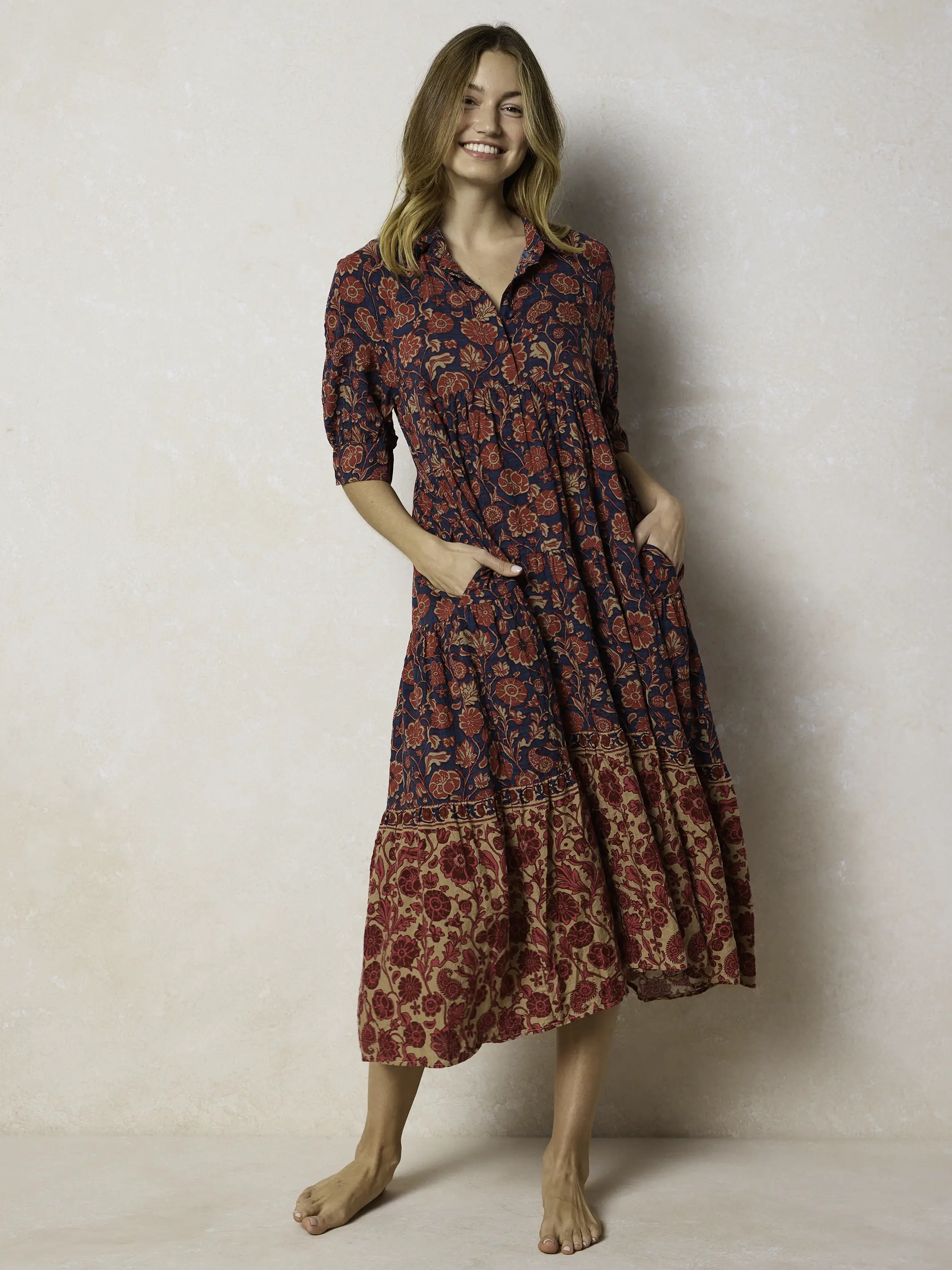 Rebecca Midi Dress - Ornate Paisley Navy - Image 6