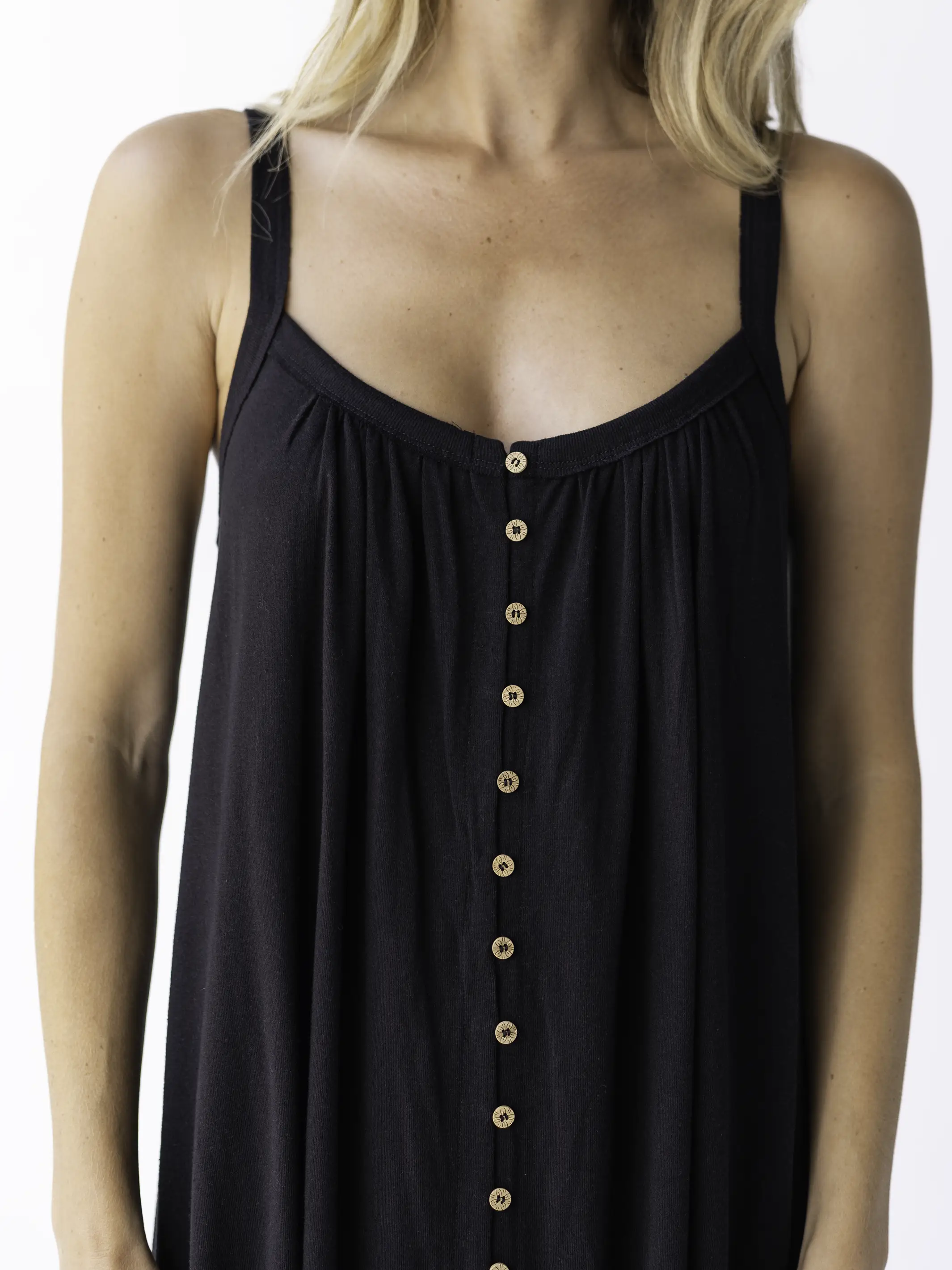 Relaxed Button Down Midi Dress - Black - Image 4