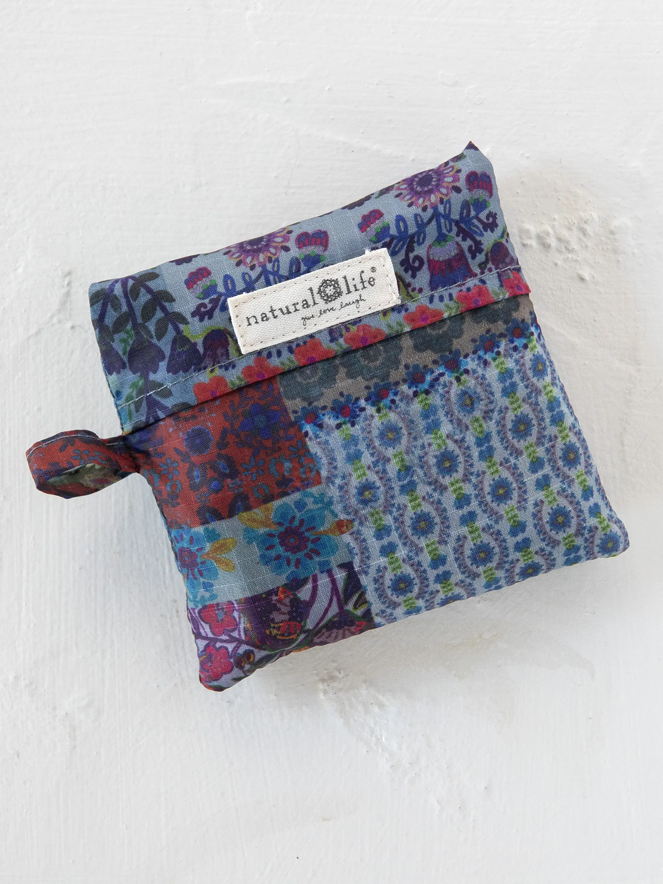 Reusable Market Tote - Blue Patchwork - Image 3
