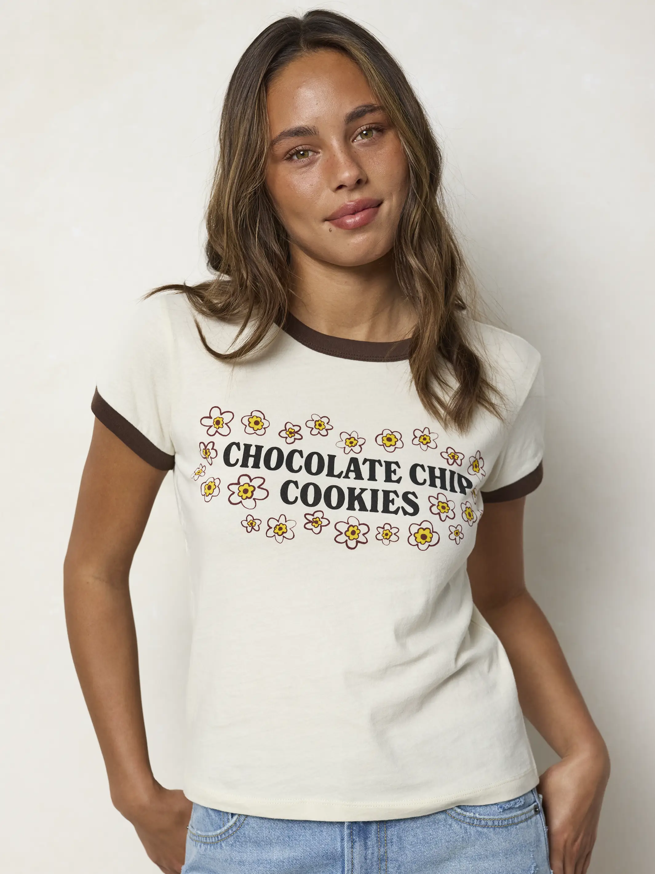 Ringer Cotton Baby Tee Shirt - Chocolate Chip Cookies - Image 4