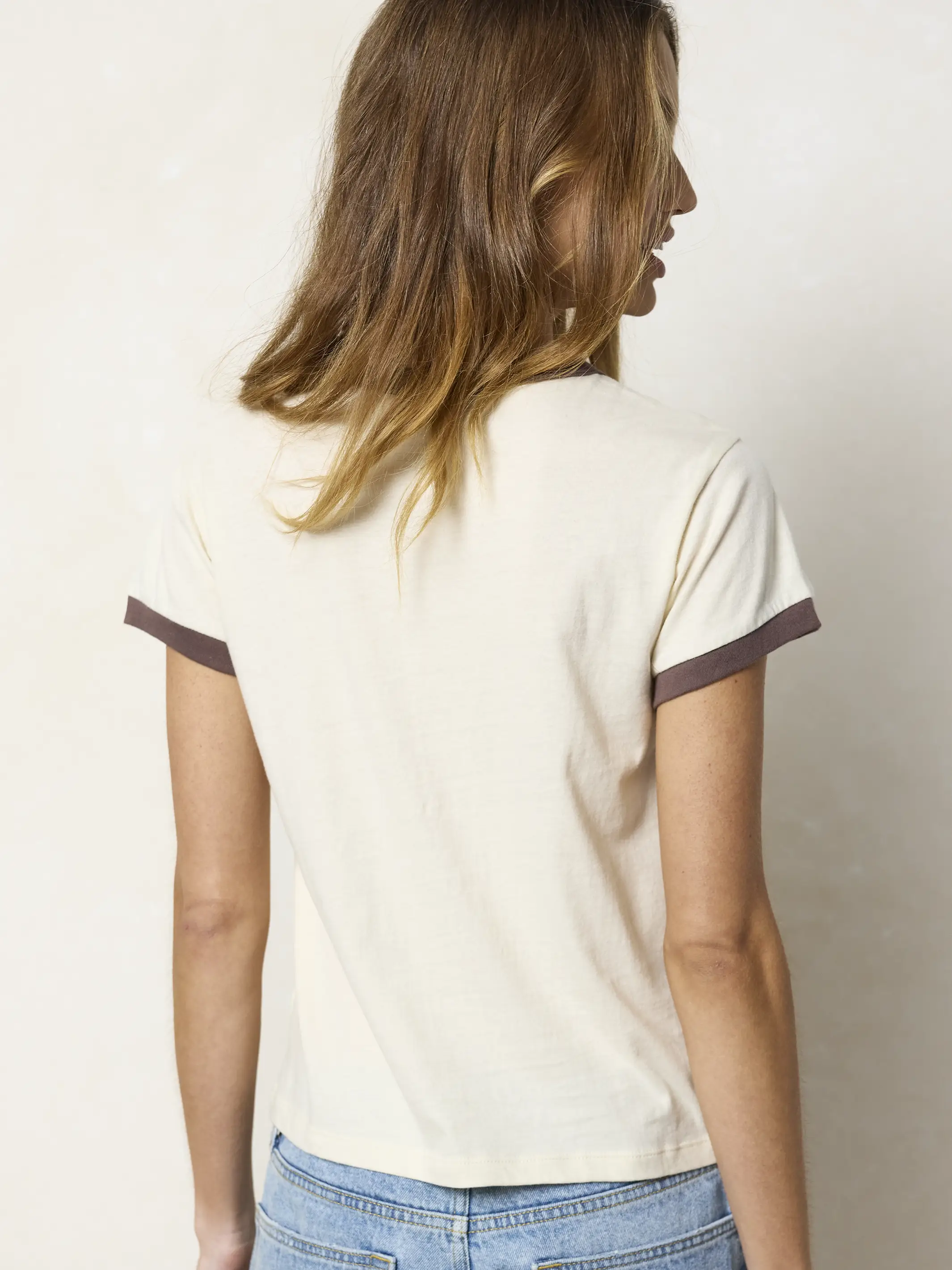 Ringer Cotton Baby Tee - Vanilla Latte - Image 5