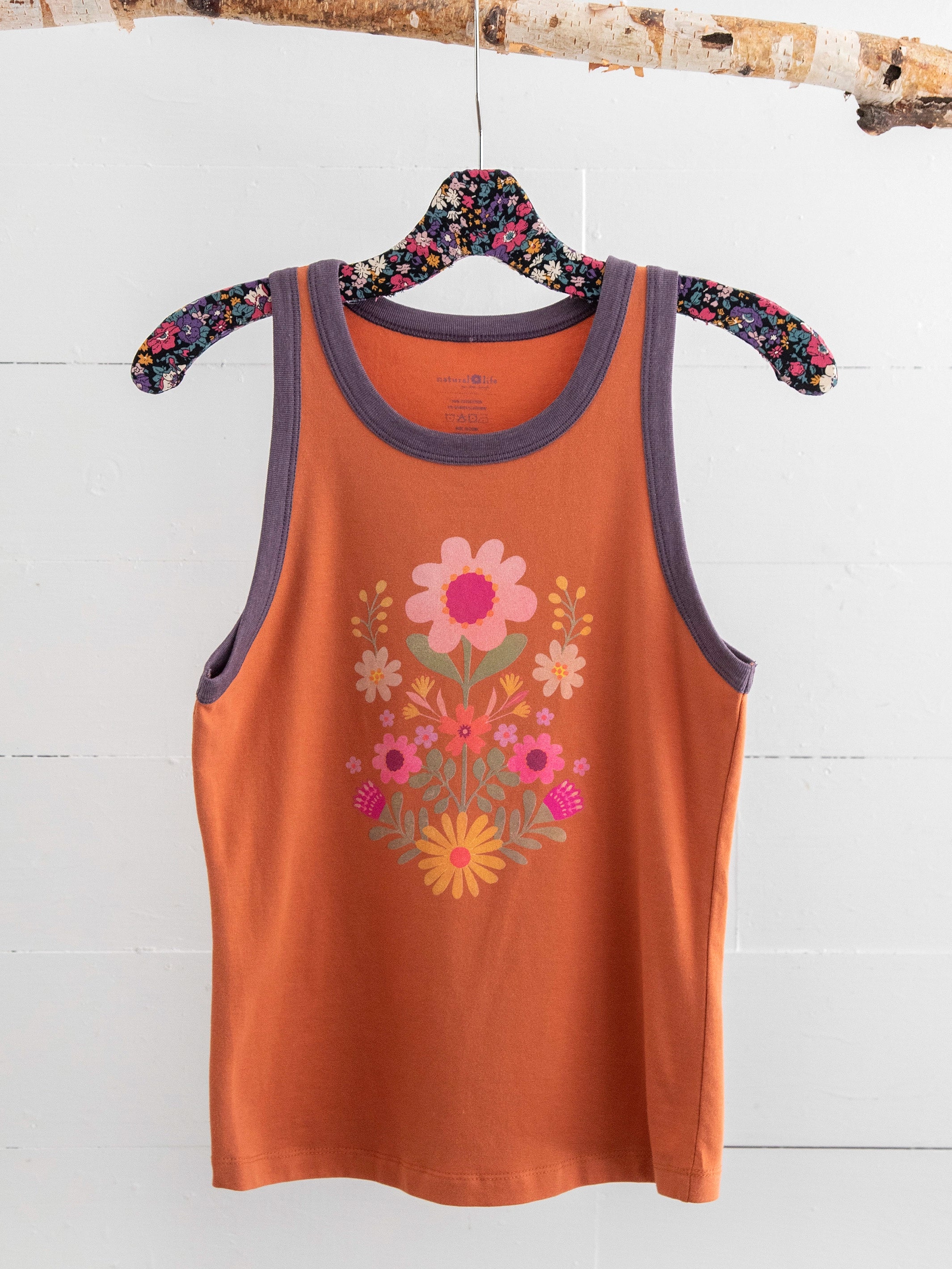 Ringer Tank Top - Rust Folk Floral - Image 2
