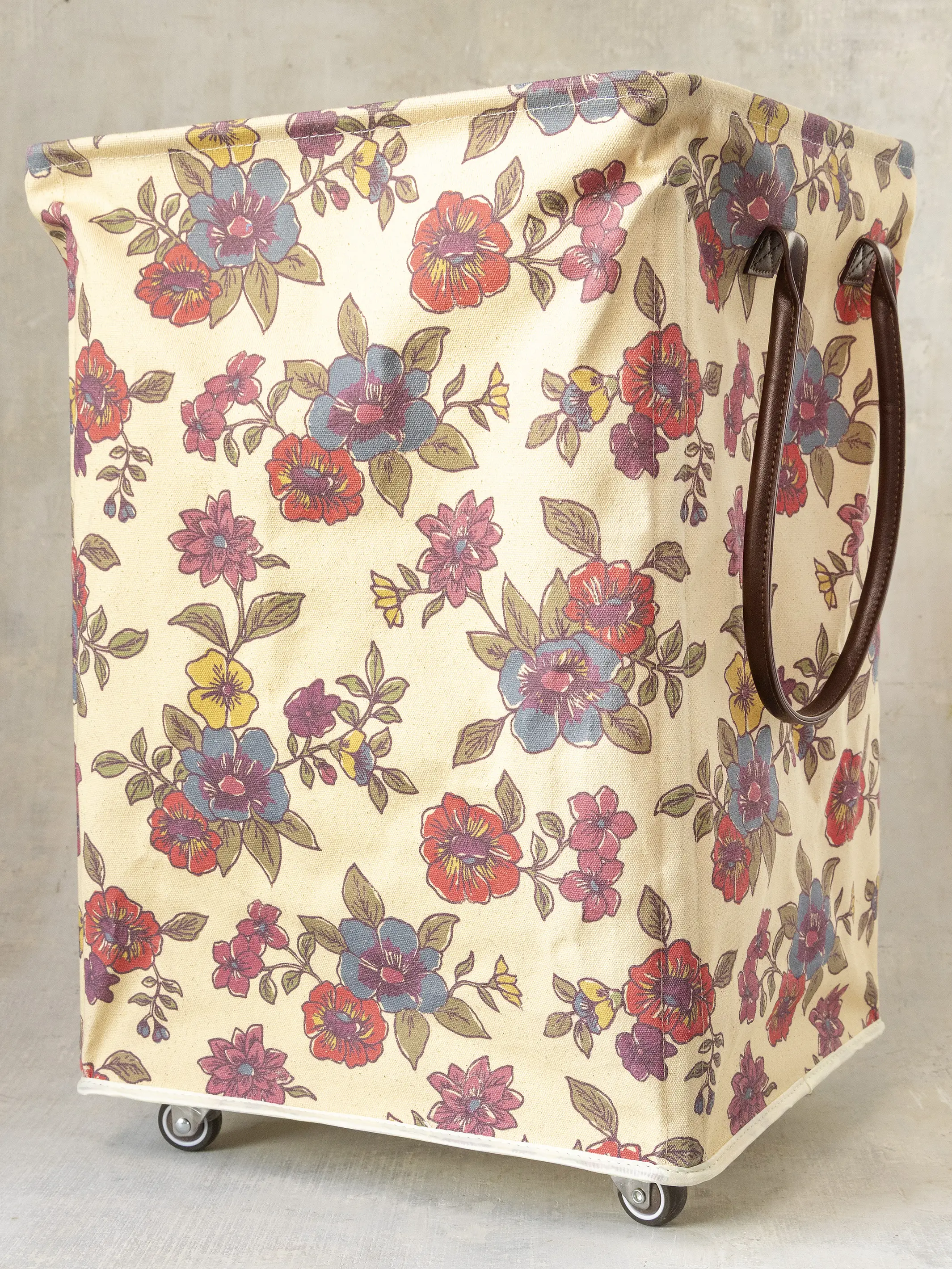 Rolling Laundry Hamper - Cream Enchanted Wildflowers - Image 3