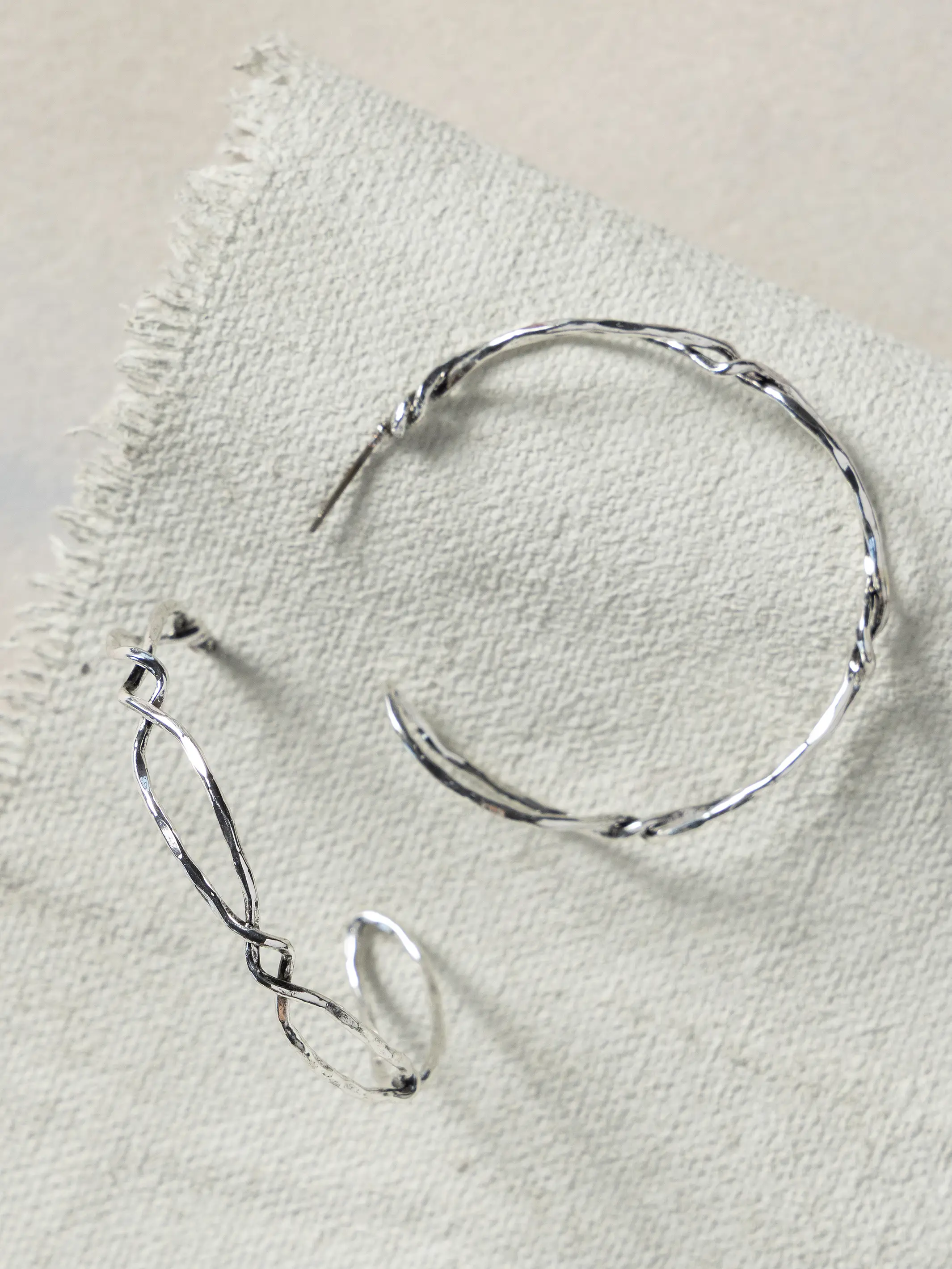 Silver Hoop Earrings - Image 3