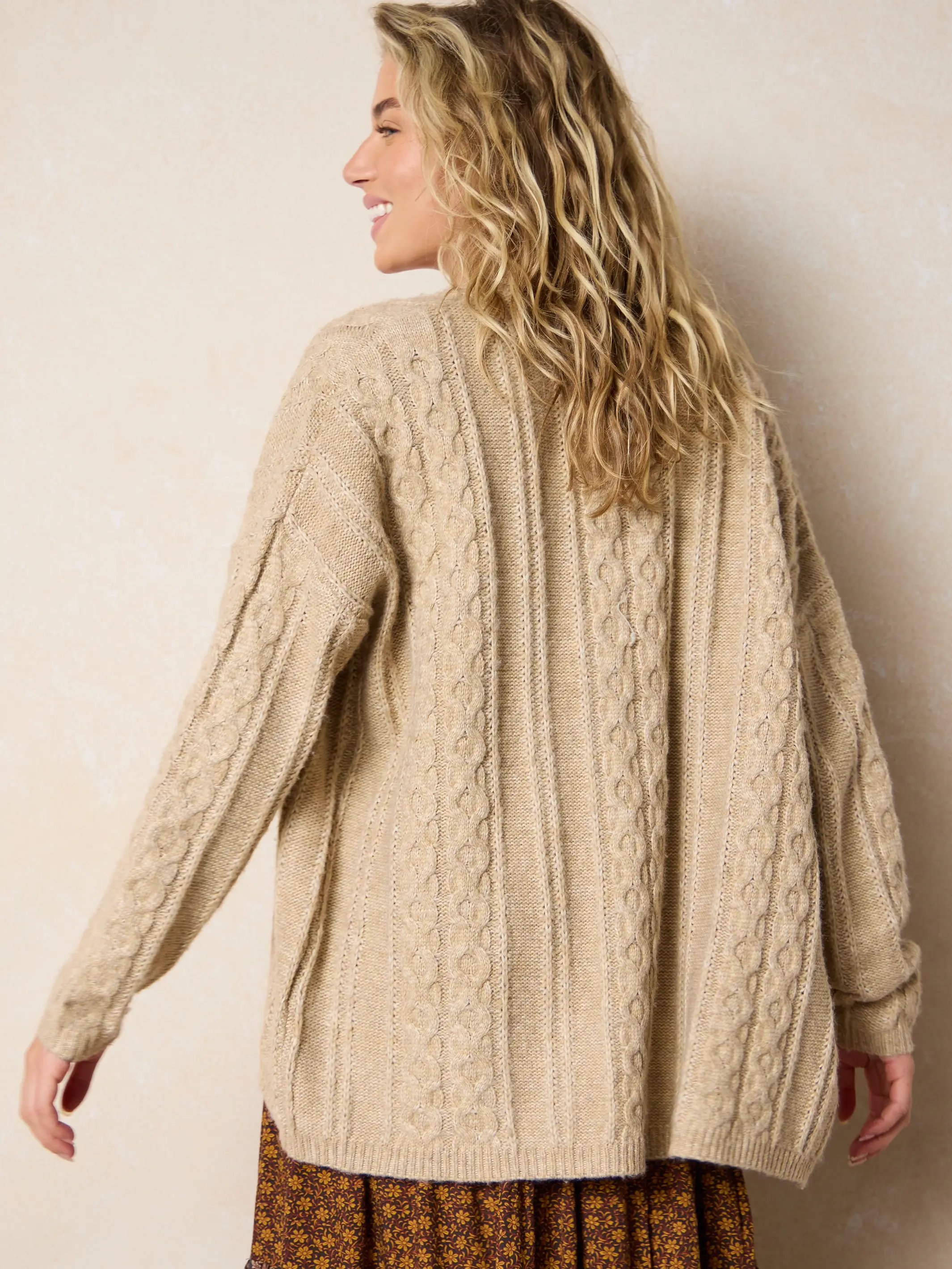 So Soft Grandpa Cardigan - Tan - Image 3