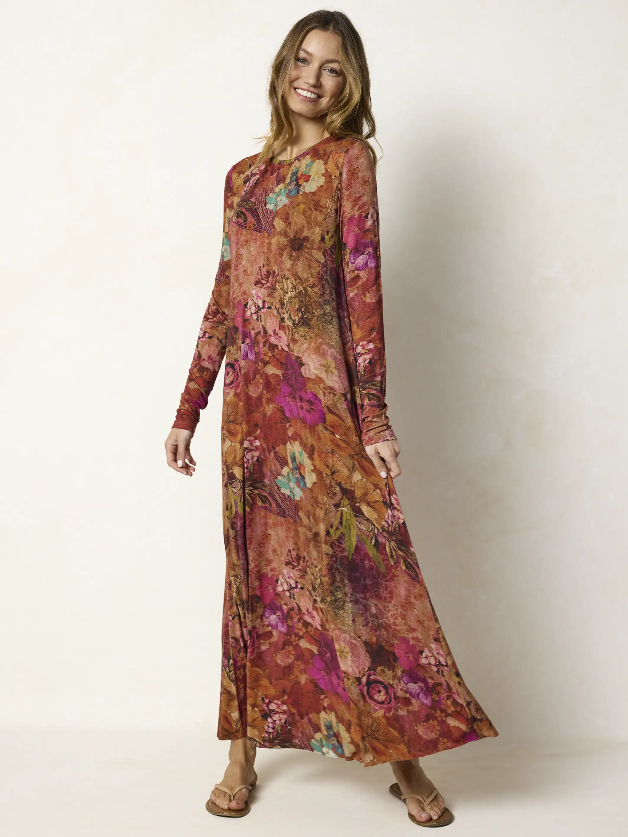 Stevie "ButterSoft" Knit Maxi Dress - Autumn Electric Garden - Image 3