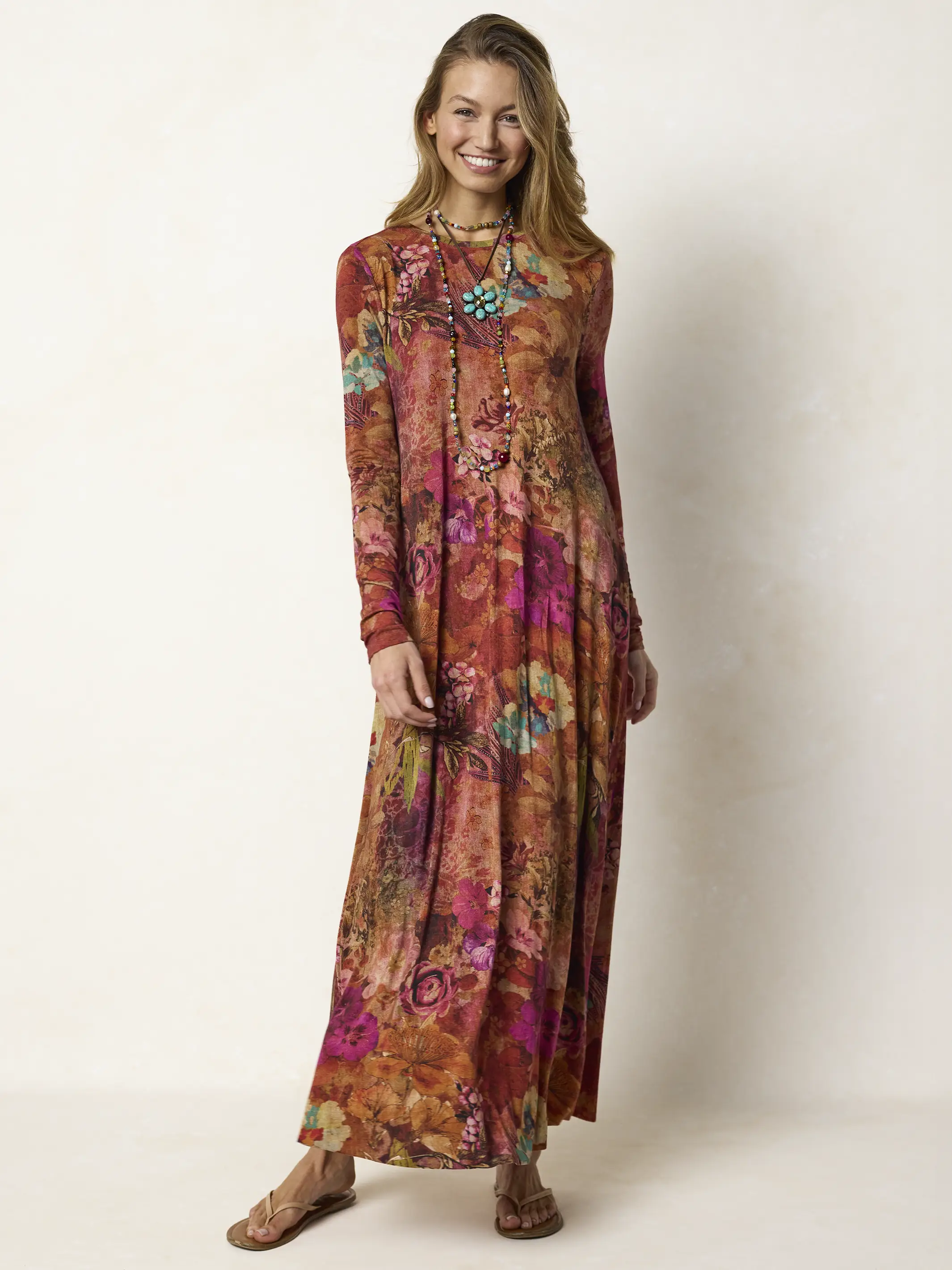 Stevie "ButterSoft" Knit Maxi Dress - Autumn Electric Garden - Image 5