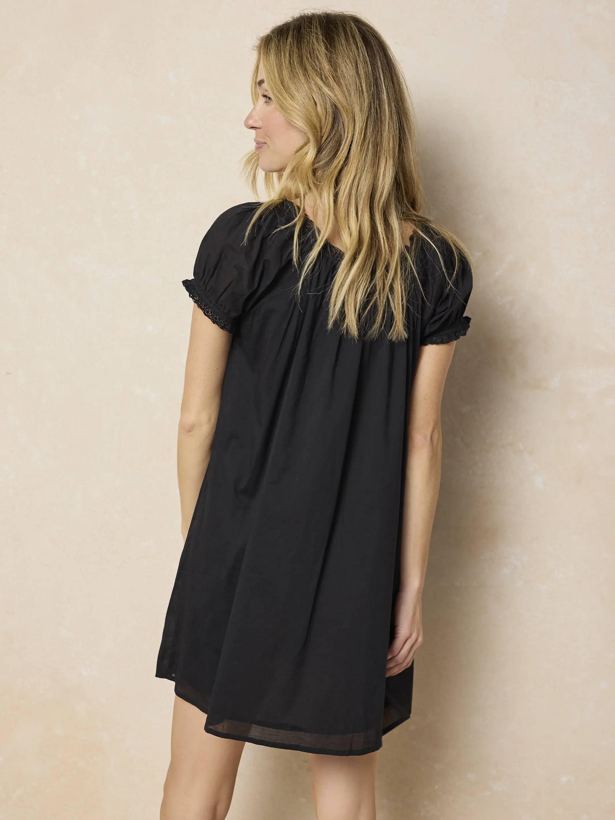 Sweet Nothings Embroidered Cotton Mini Dress - Black - Image 5