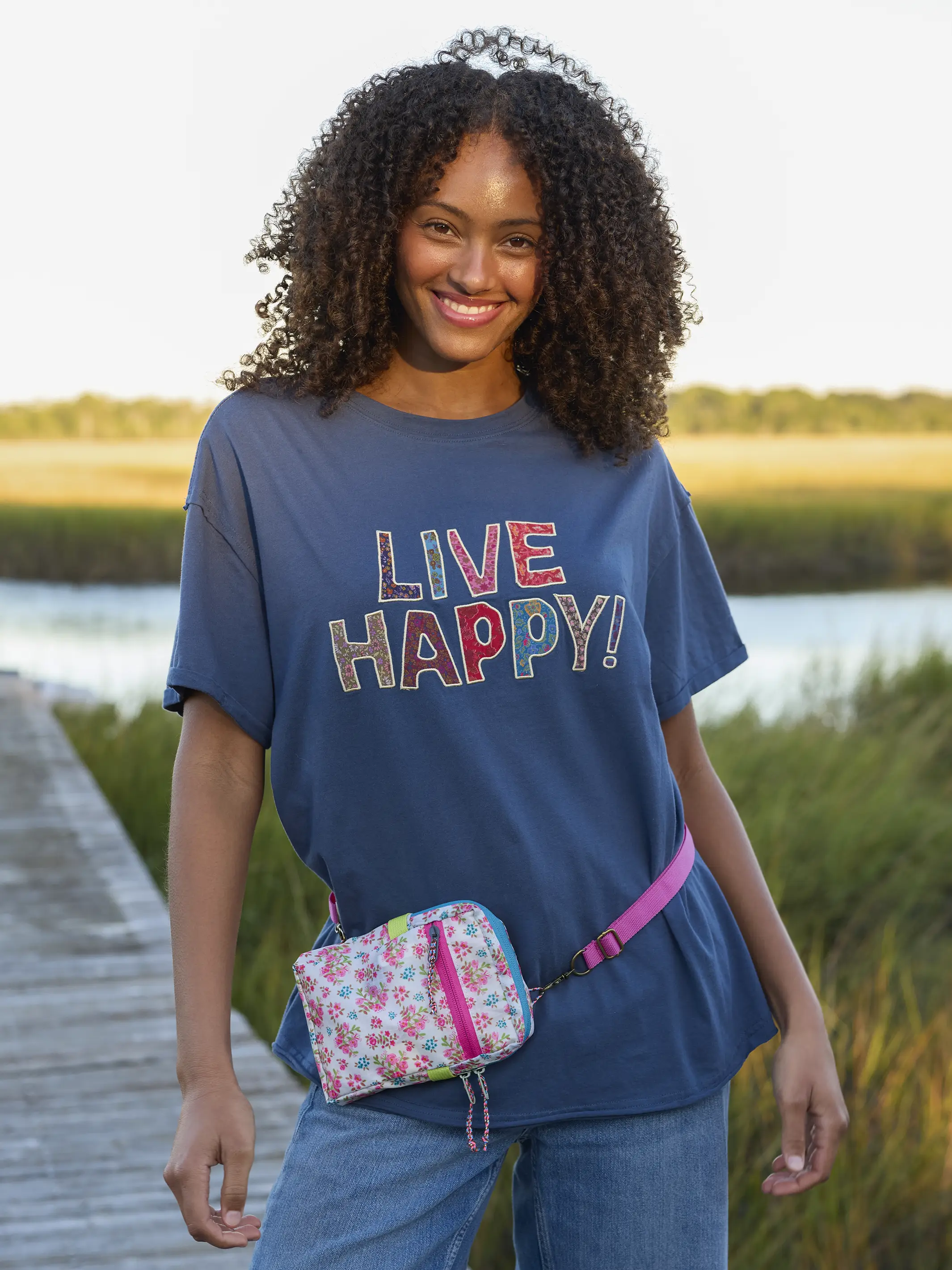 Take It In Cotton Applique Tee - Live Happy - Image 2