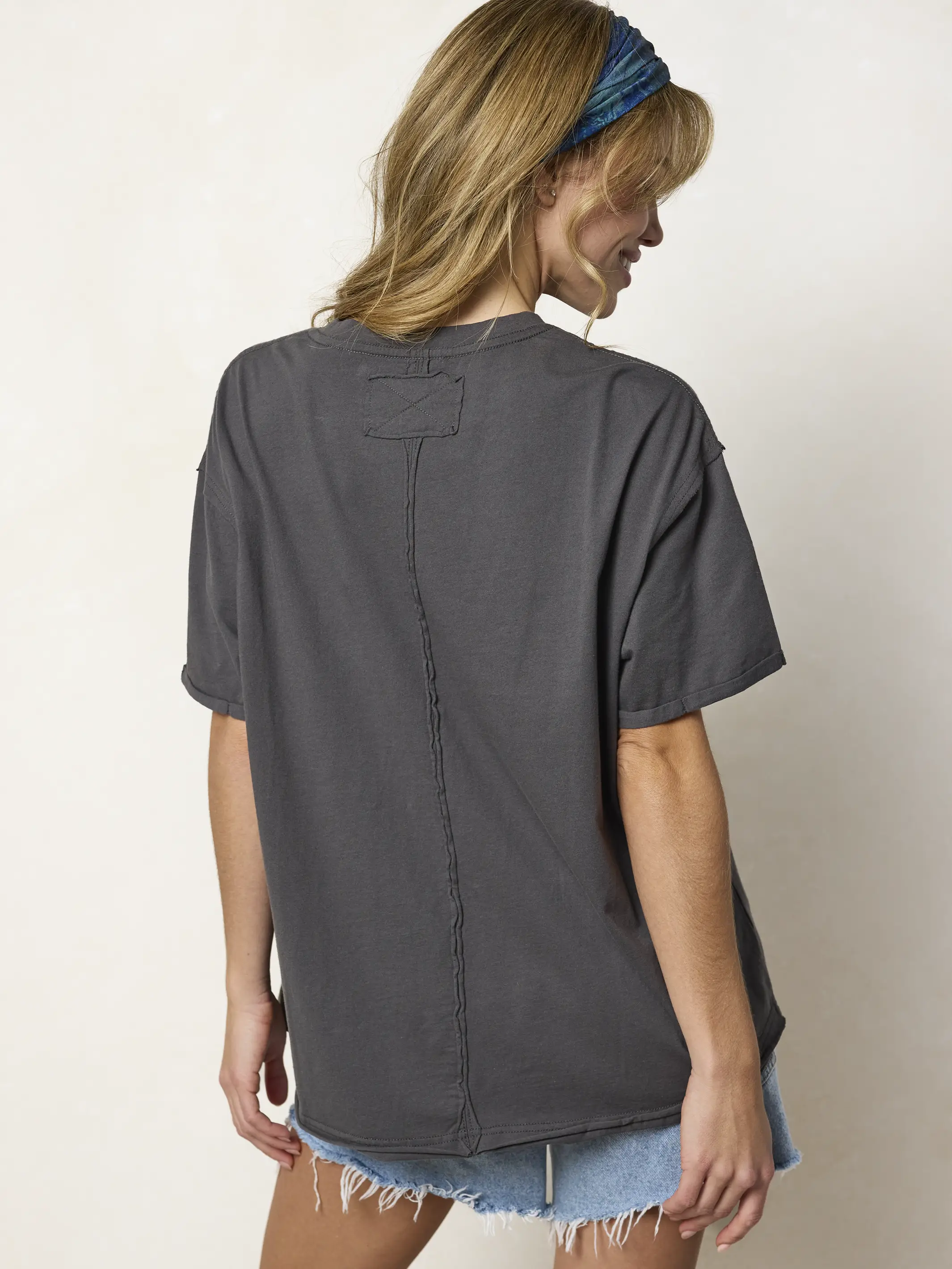 Take It In Cotton Tee - Charcoal Folk Flower - Image 2