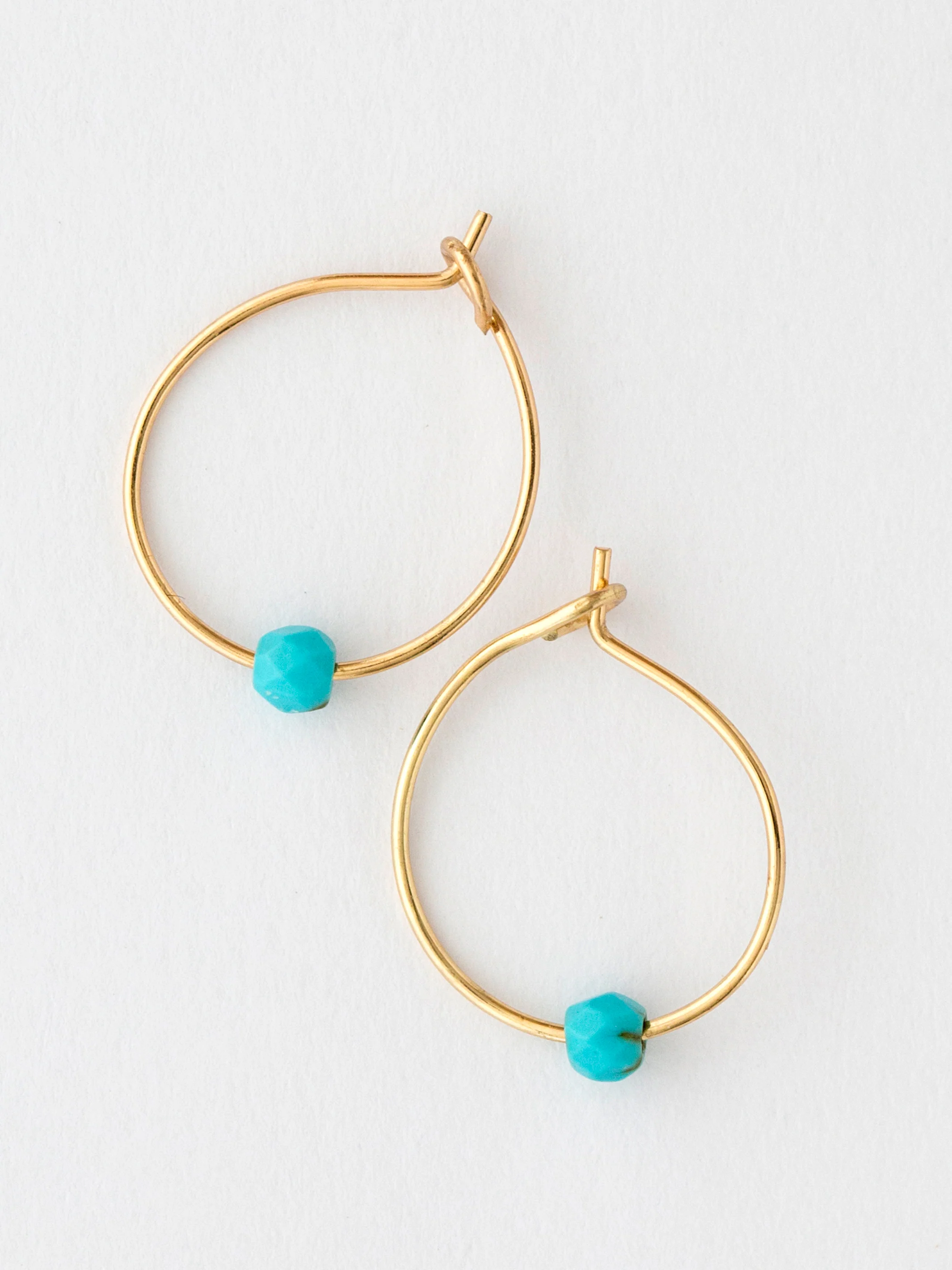 Tiny Hoop Earrings - Turquoise - Image 3