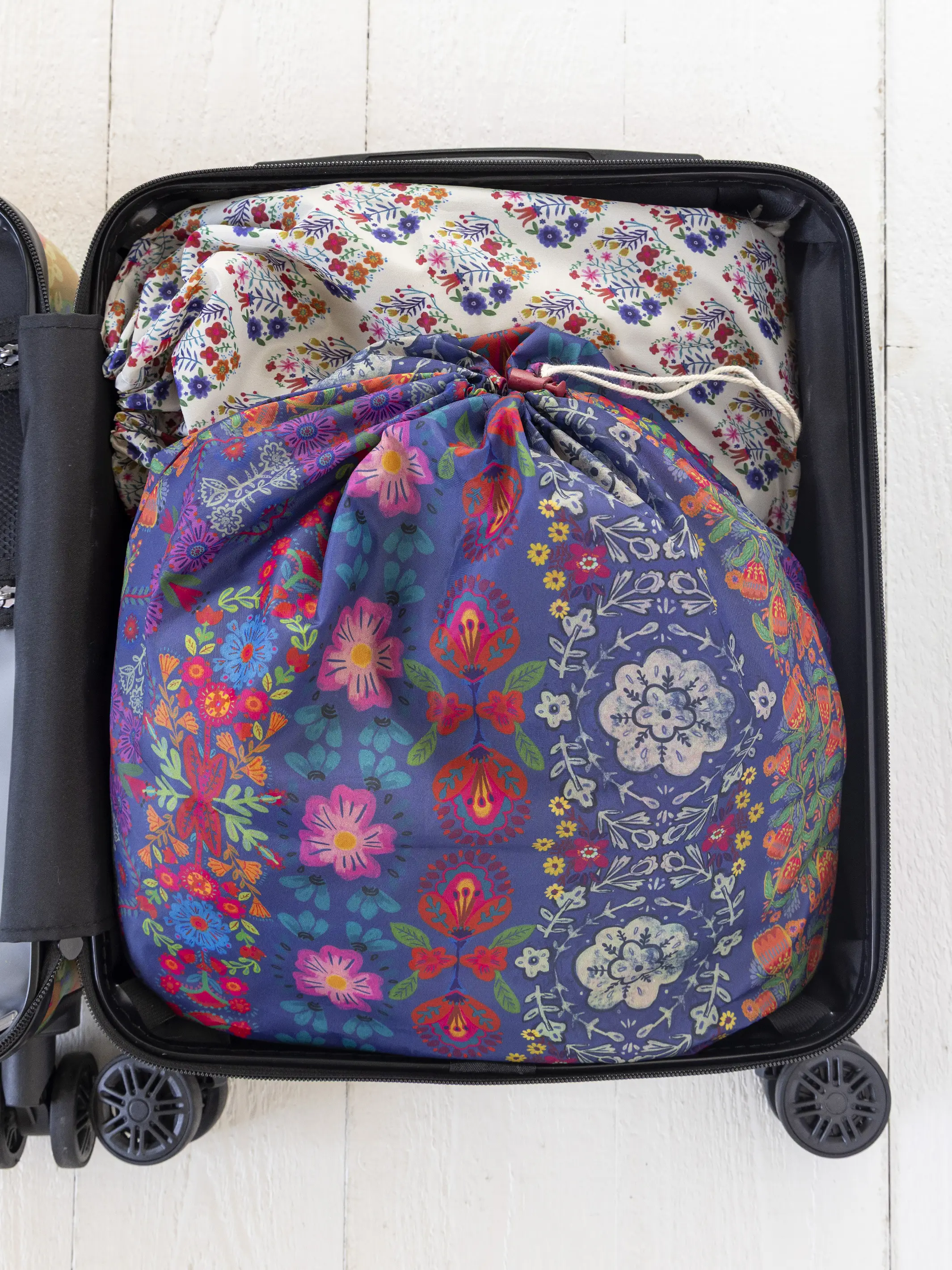 Travel Laundry Bags, Set of 2 - Washed Navy Floral - Image 3