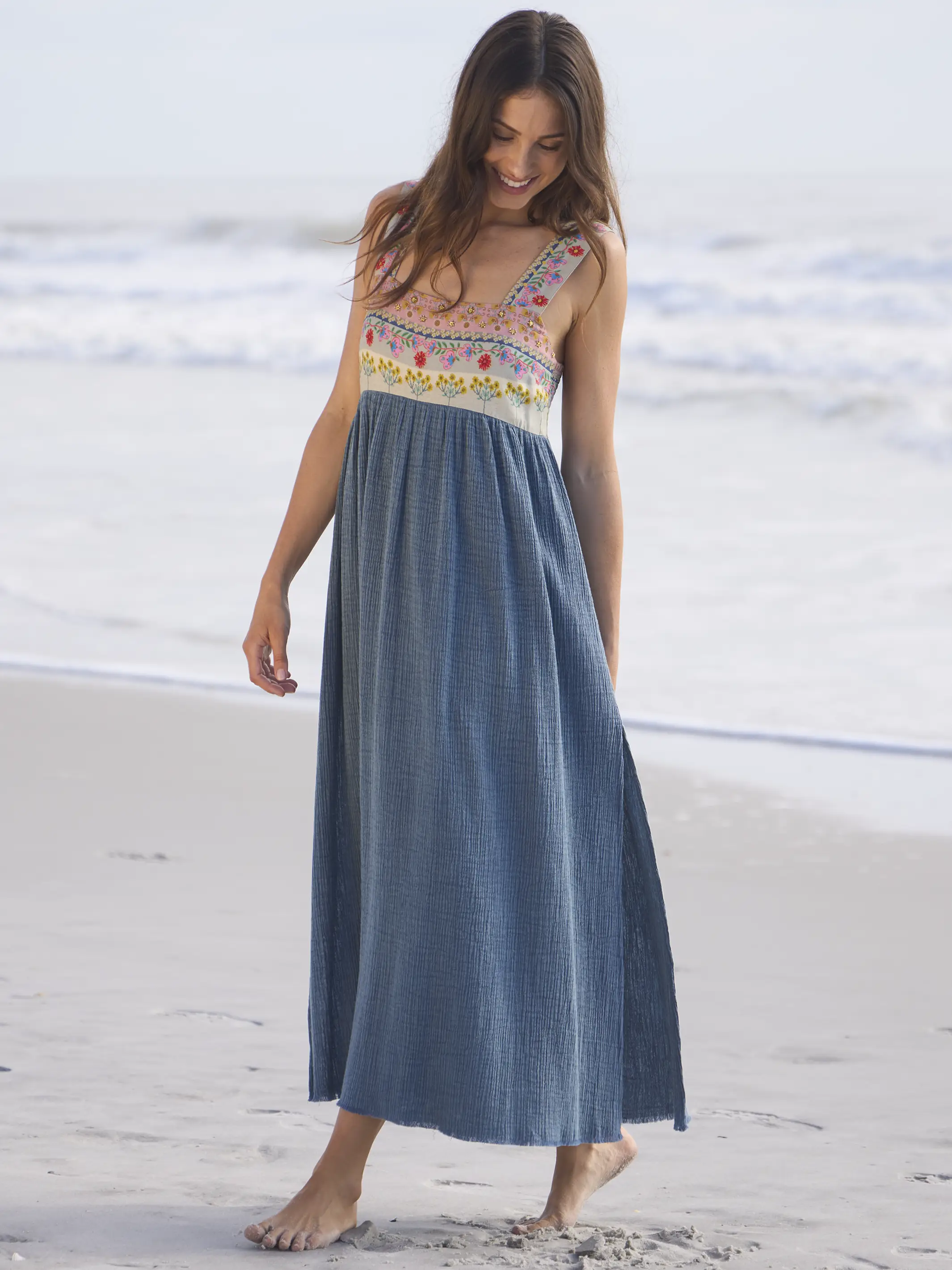 Tricia Embellished Maxi Dress - Slate Blue - Image 3